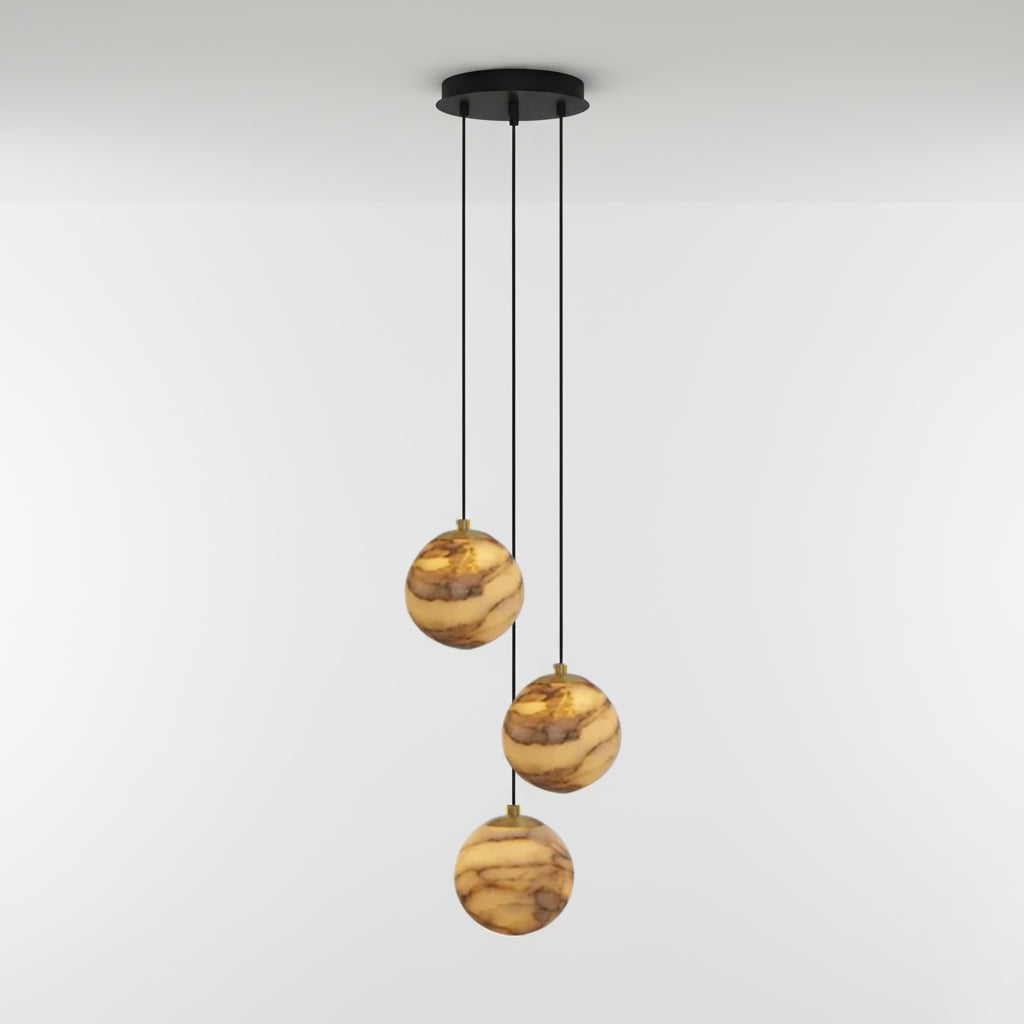 Sultana Alabaster Cluster Chandelier - Yellow Alabaster Multi-Light Pendant | Cascading Grand Foyer Light