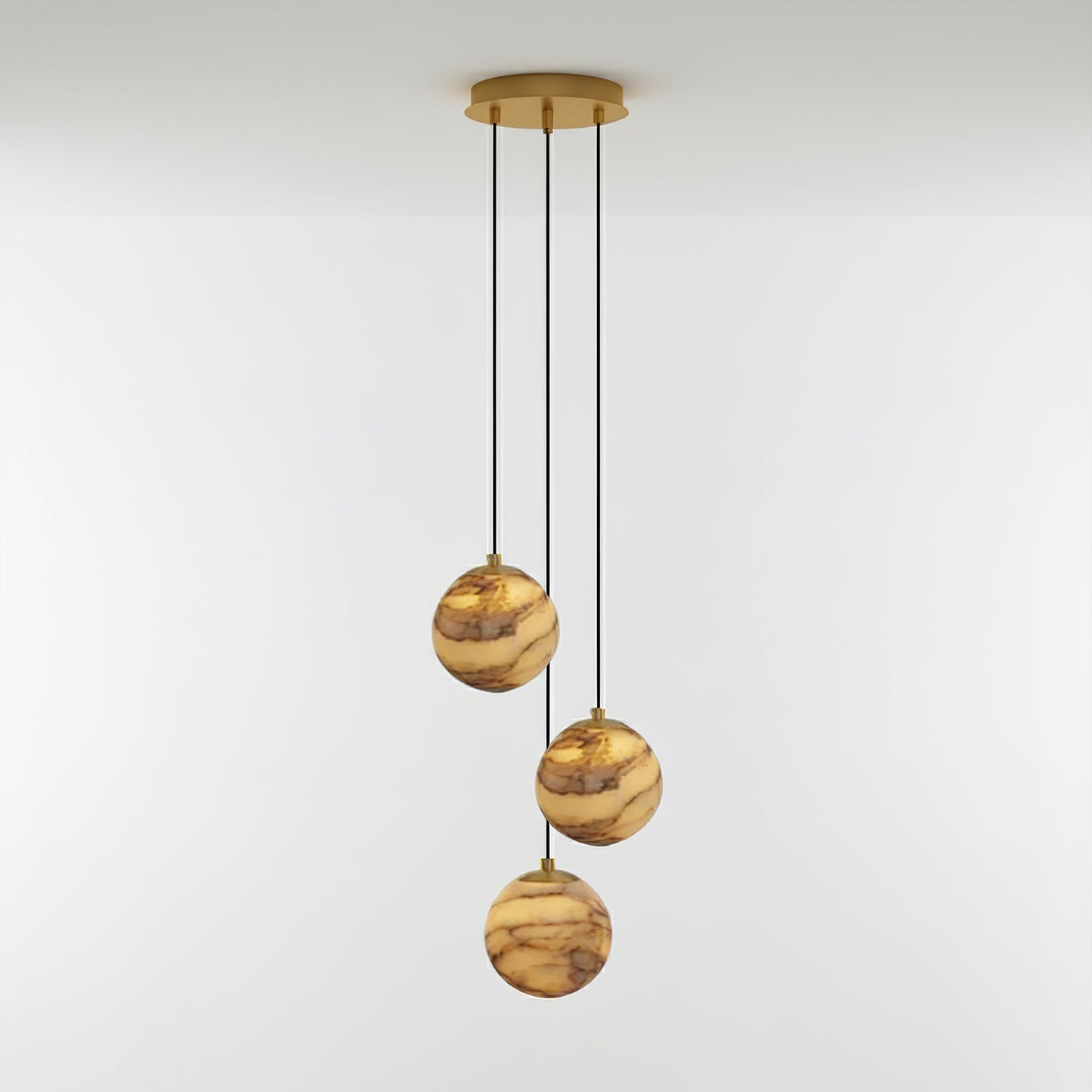 Sultana Alabaster Cluster Chandelier - Yellow Alabaster Multi-Light Pendant | Cascading Grand Foyer Light