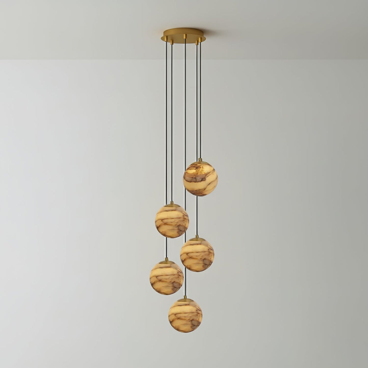 Sultana Alabaster Cluster Chandelier - Yellow Alabaster Multi-Light Pendant | Cascading Grand Foyer Light