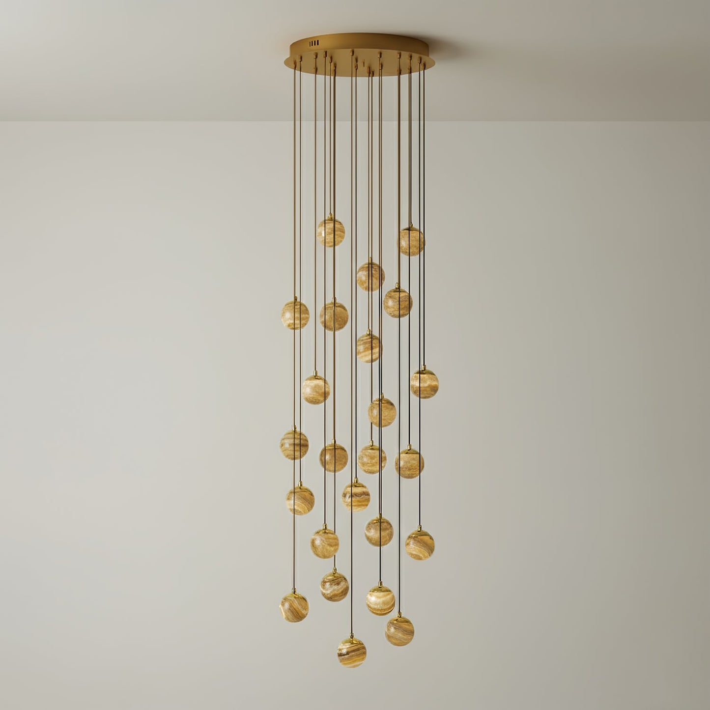 Sultana Alabaster Cluster Chandelier - Yellow Alabaster Multi-Light Pendant | Cascading Grand Foyer Light