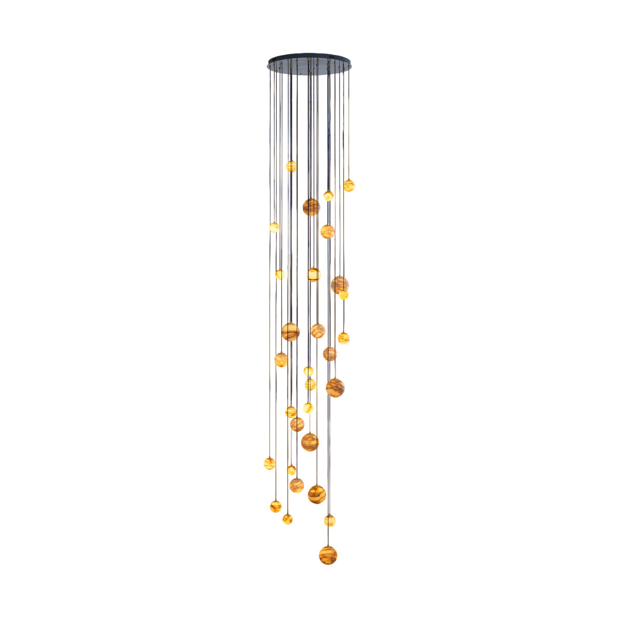 Sultana Alabaster Cluster Chandelier - Yellow Alabaster Multi-Light Pendant | Cascading Grand Foyer Light