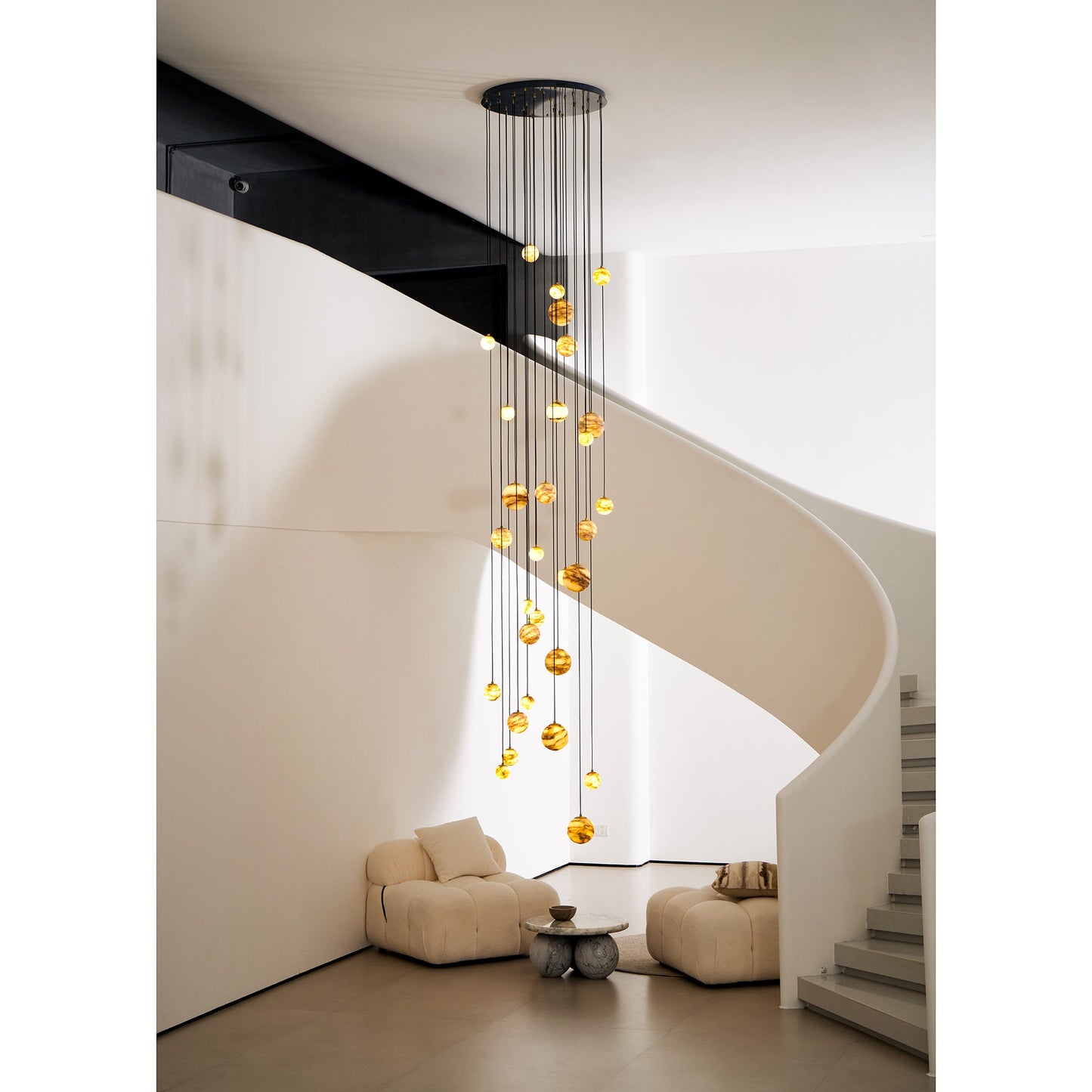 Sultana Alabaster Cluster Chandelier - Yellow Alabaster Multi-Light Pendant | Cascading Grand Foyer Light