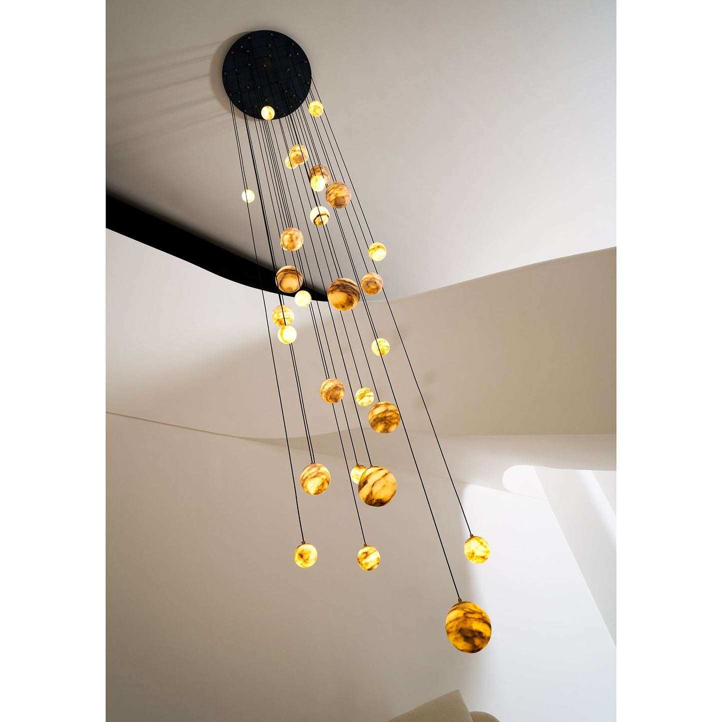 Sultana Alabaster Cluster Chandelier - Yellow Alabaster Multi-Light Pendant | Cascading Grand Foyer Light