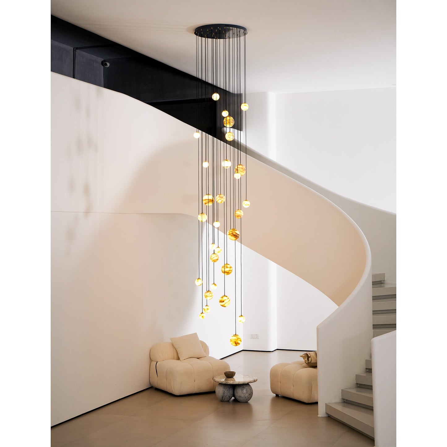 Sultana Alabaster Cluster Chandelier - Yellow Alabaster Multi-Light Pendant | Cascading Grand Foyer Light