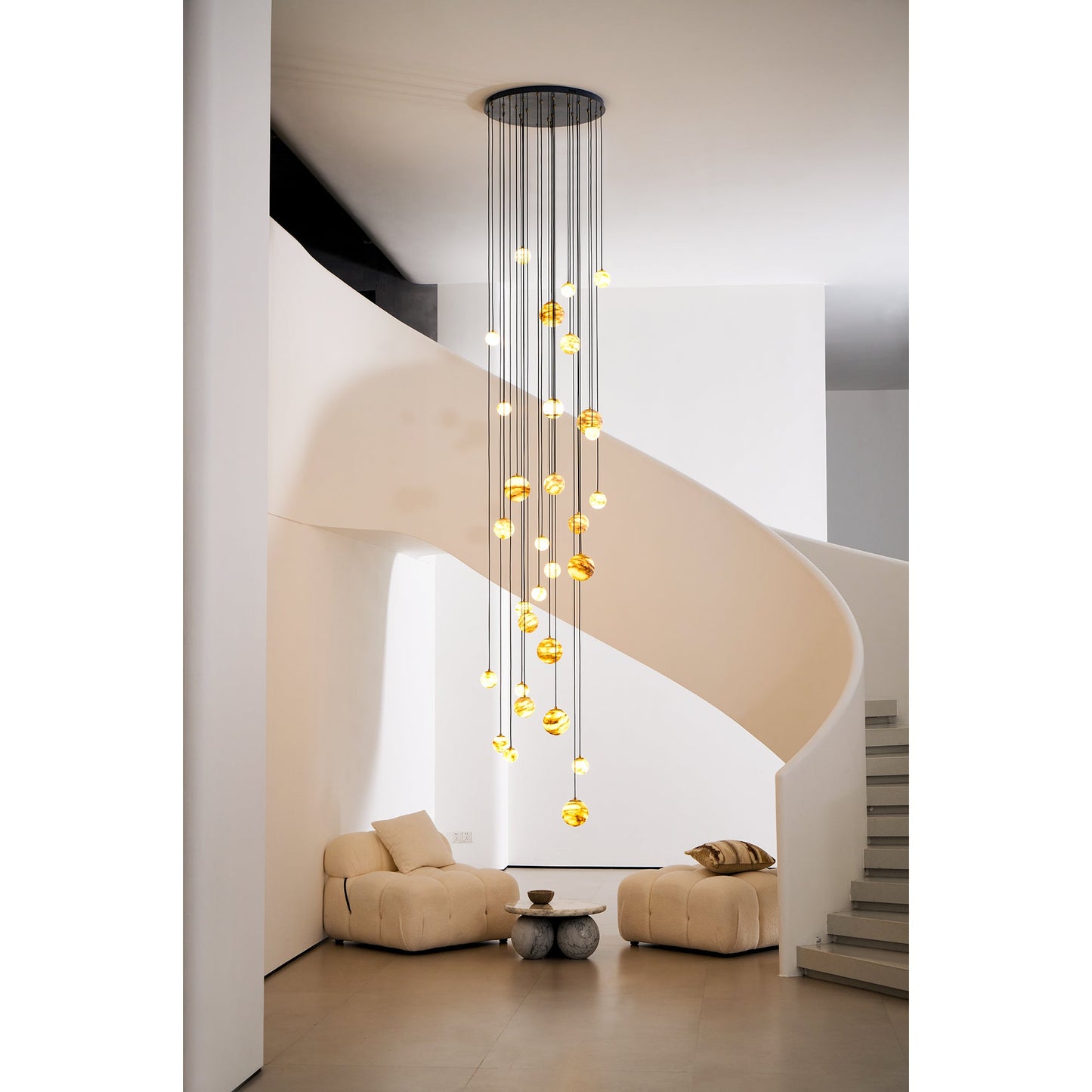 Sultana Alabaster Cluster Chandelier - Yellow Alabaster Multi-Light Pendant | Cascading Grand Foyer Light