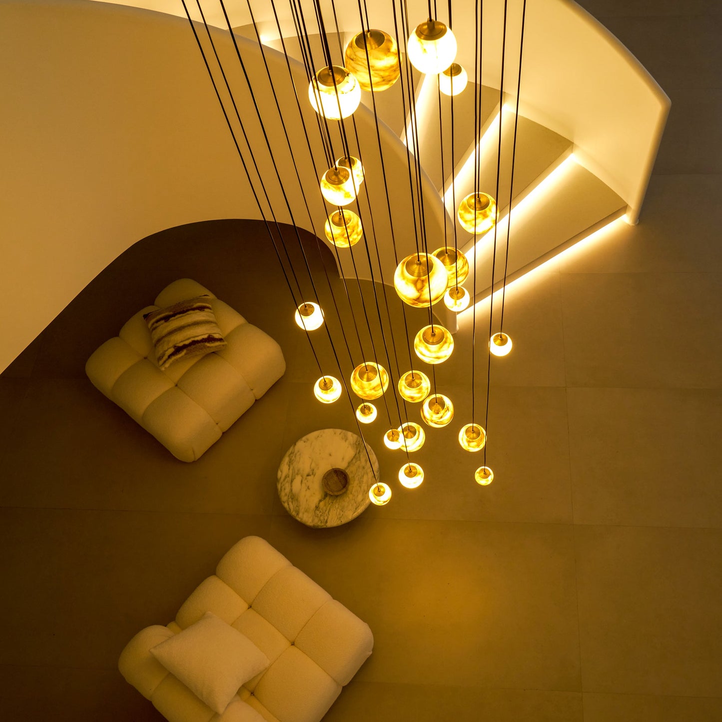 Sultana Alabaster Cluster Chandelier - Yellow Alabaster Multi-Light Pendant | Cascading Grand Foyer Light