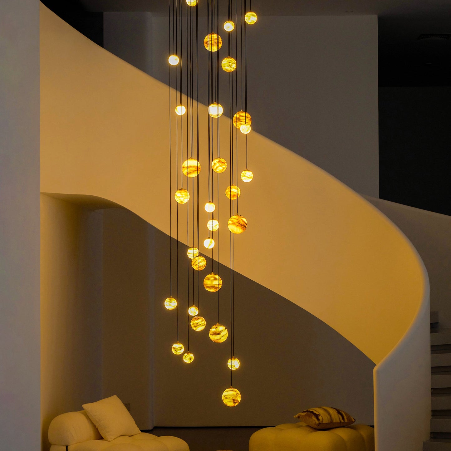 Sultana Alabaster Cluster Chandelier - Yellow Alabaster Multi-Light Pendant | Cascading Grand Foyer Light