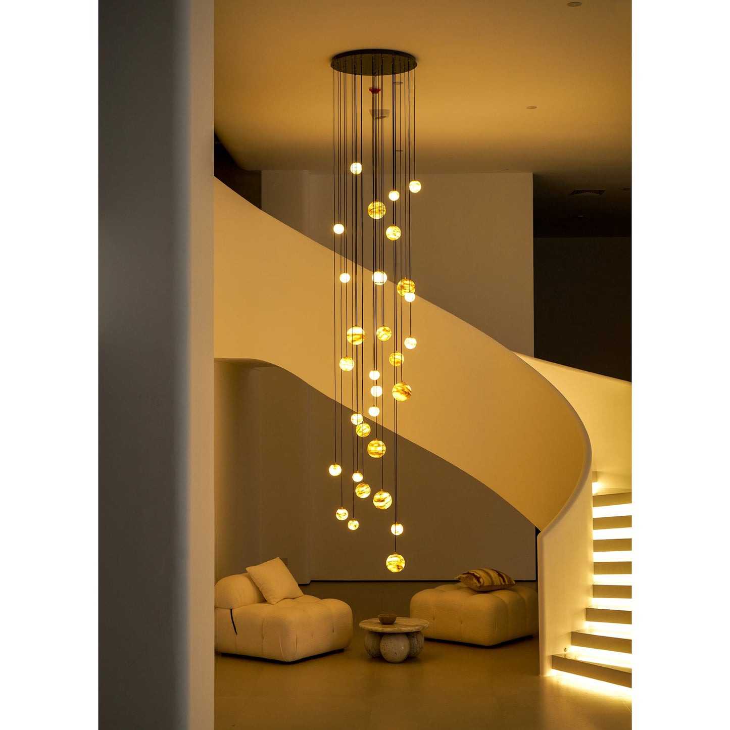 Sultana Alabaster Cluster Chandelier - Yellow Alabaster Multi-Light Pendant | Cascading Grand Foyer Light