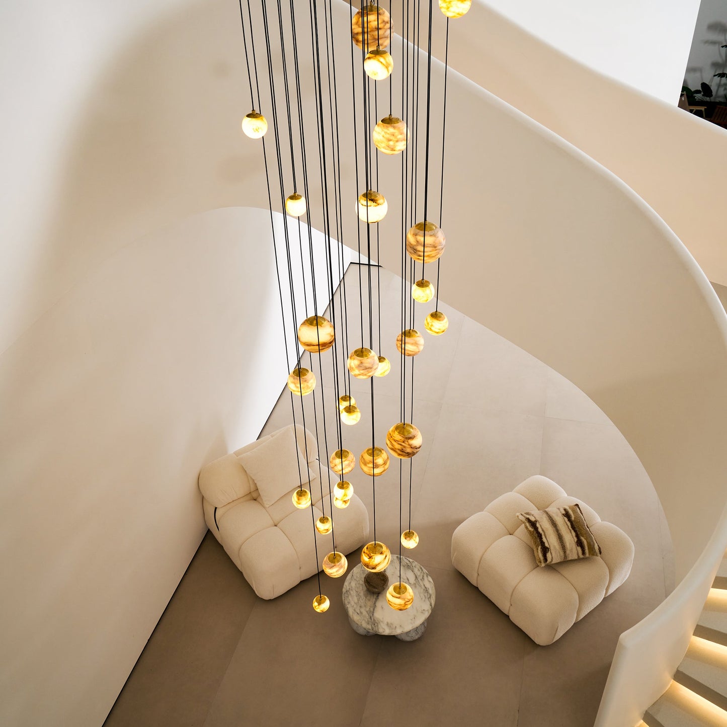 Sultana Alabaster Cluster Chandelier - Yellow Alabaster Multi-Light Pendant | Cascading Grand Foyer Light