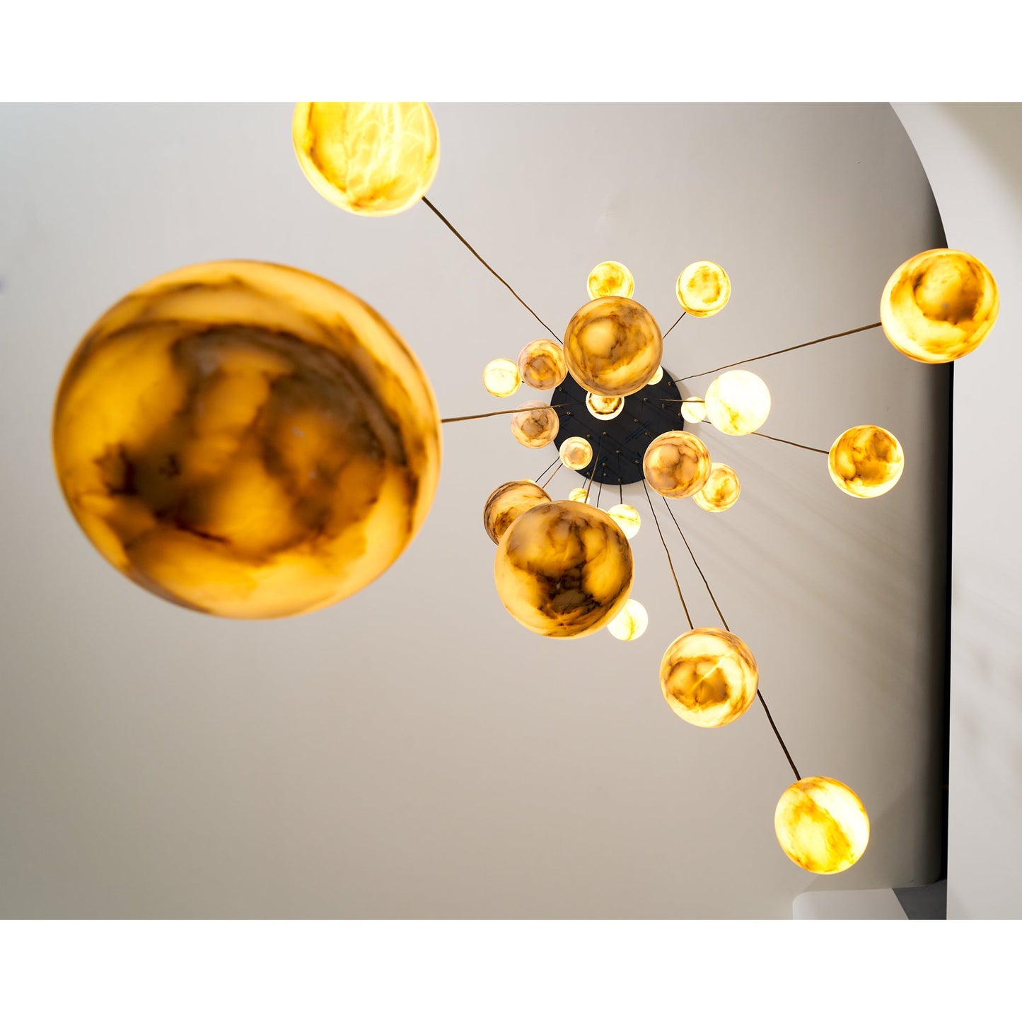 Sultana Alabaster Cluster Chandelier - Yellow Alabaster Multi-Light Pendant | Cascading Grand Foyer Light