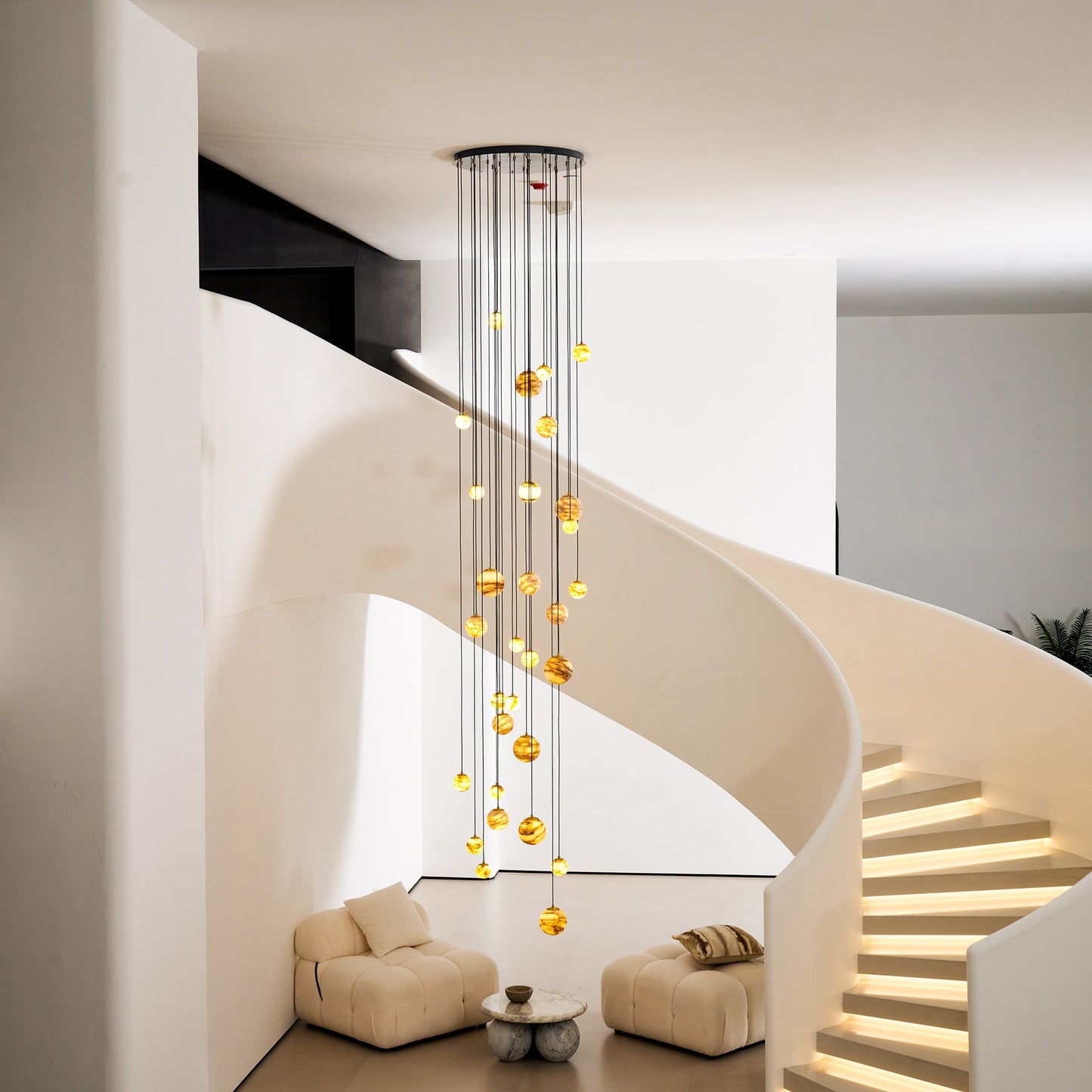 Sultana Alabaster Cluster Chandelier - Yellow Alabaster Multi-Light Pendant | Cascading Grand Foyer Light