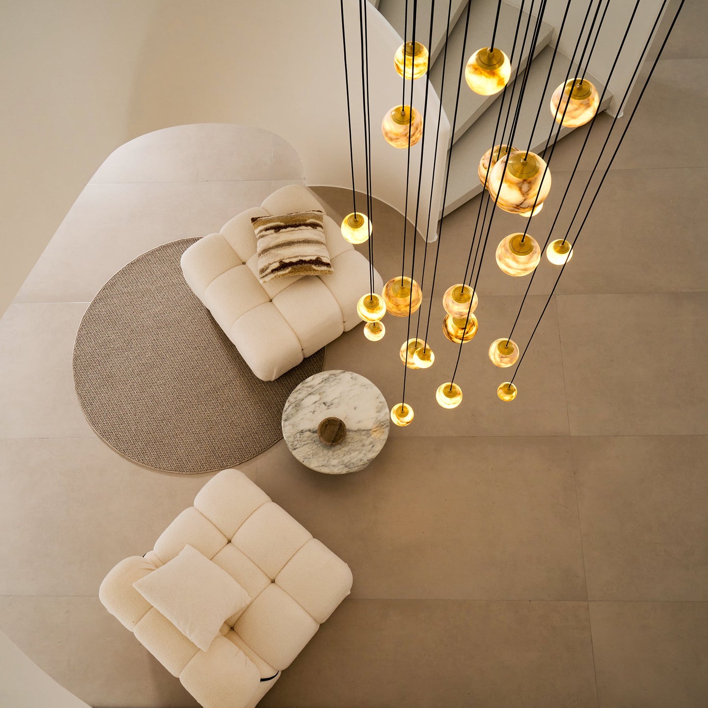 Sultana Alabaster Cluster Chandelier - Yellow Alabaster Multi-Light Pendant | Cascading Grand Foyer Light