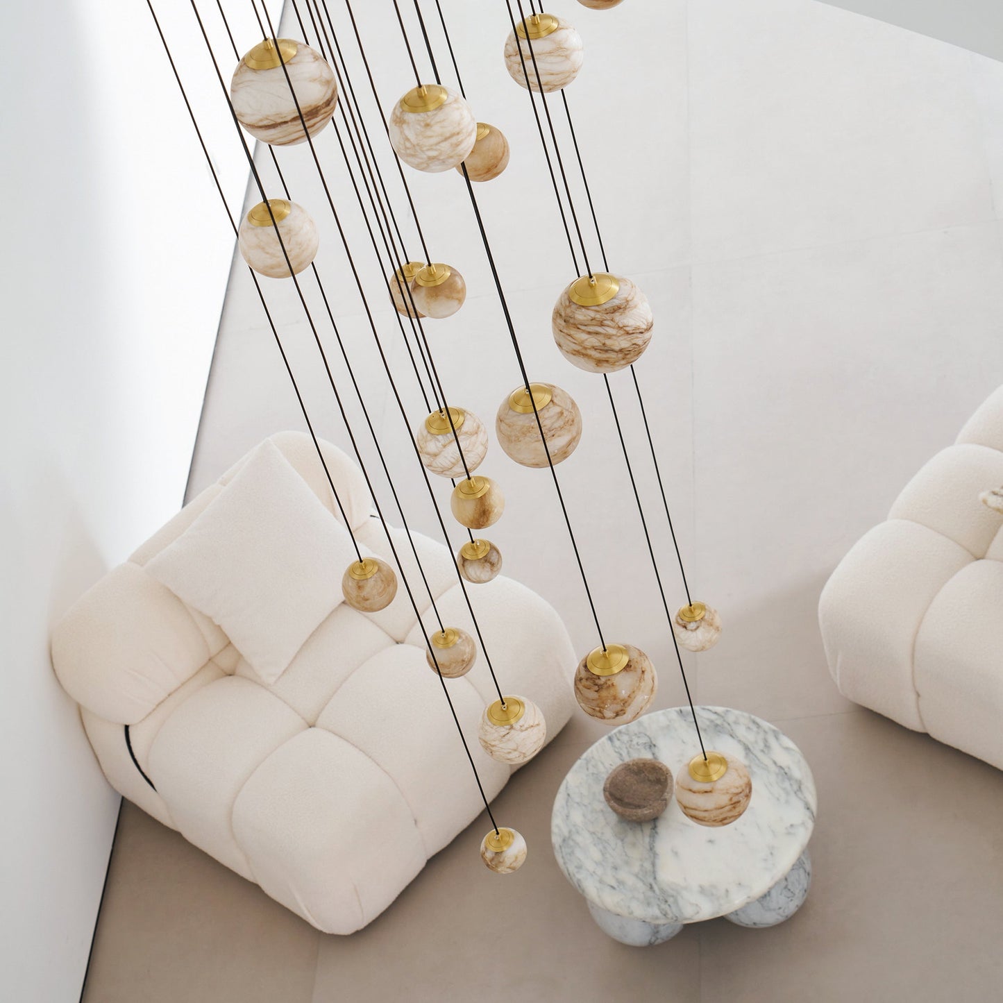 Sultana Alabaster Cluster Chandelier - Yellow Alabaster Multi-Light Pendant | Cascading Grand Foyer Light
