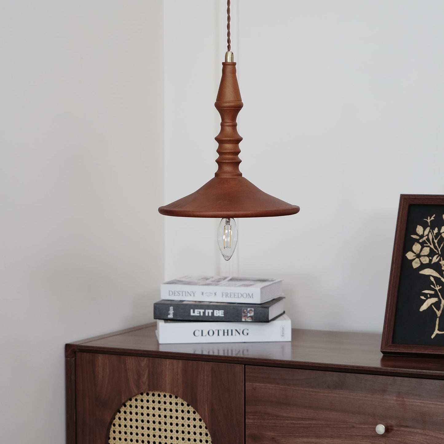Sumally Pendant Light - Handcrafted Walnut Wood Pendant | Artisanal Geometric Wooden Hanging Light