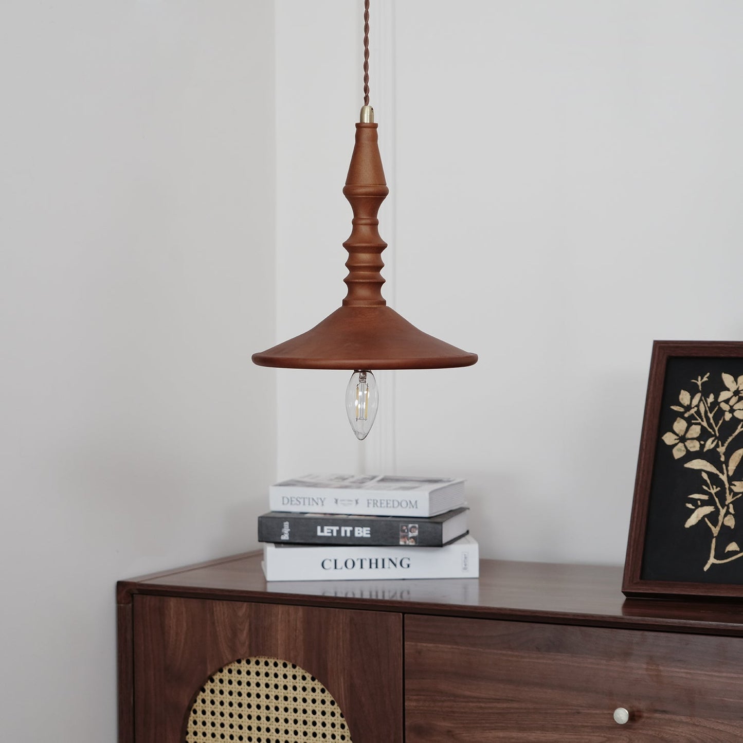 Sumally Pendant Light - Handcrafted Walnut Wood Pendant | Artisanal Geometric Wooden Hanging Light