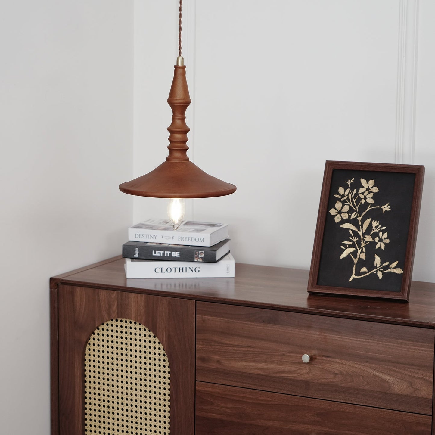 Sumally Pendant Light - Handcrafted Walnut Wood Pendant | Artisanal Geometric Wooden Hanging Light