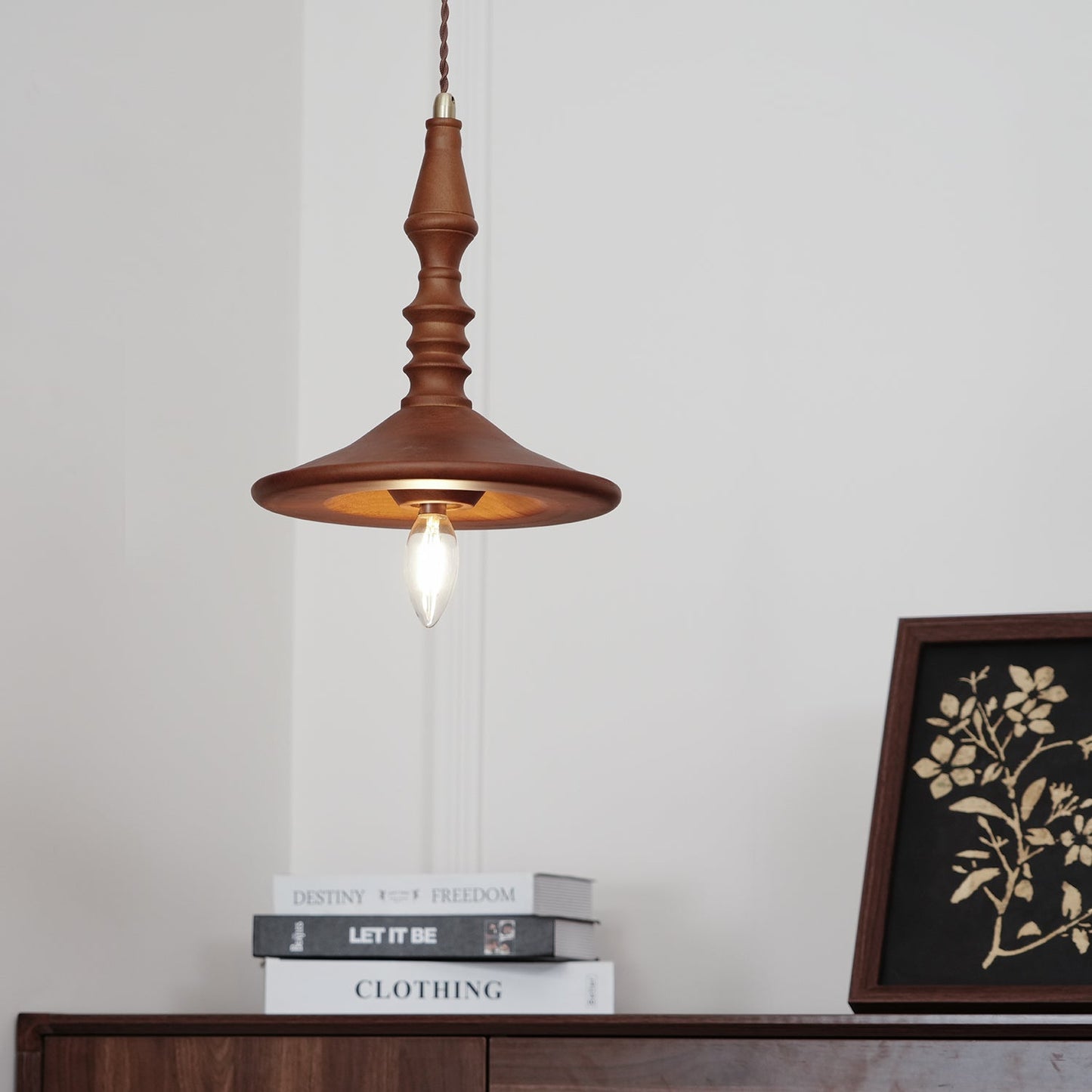 Sumally Pendant Light - Handcrafted Walnut Wood Pendant | Artisanal Geometric Wooden Hanging Light