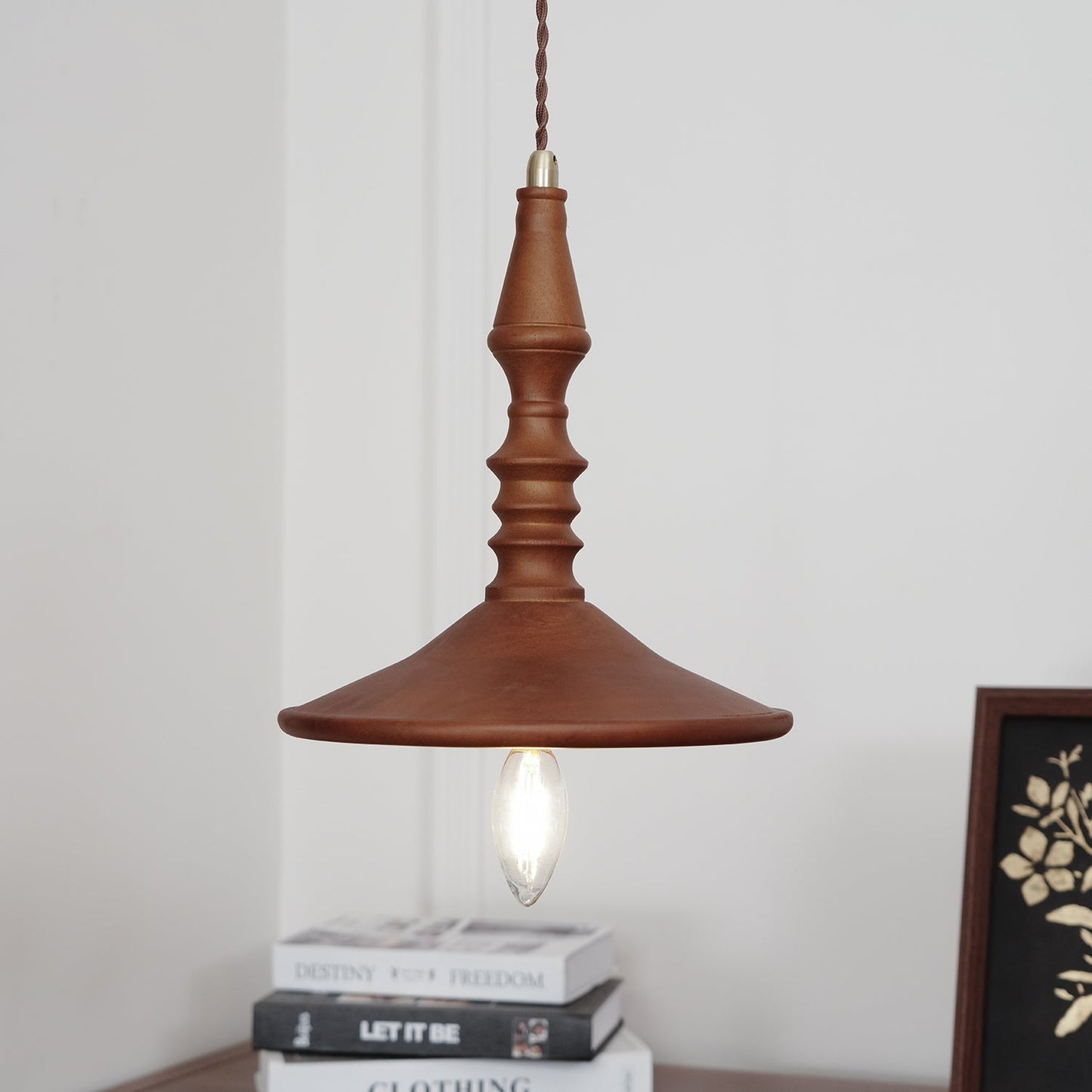 Sumally Pendant Light - Handcrafted Walnut Wood Pendant | Artisanal Geometric Wooden Hanging Light