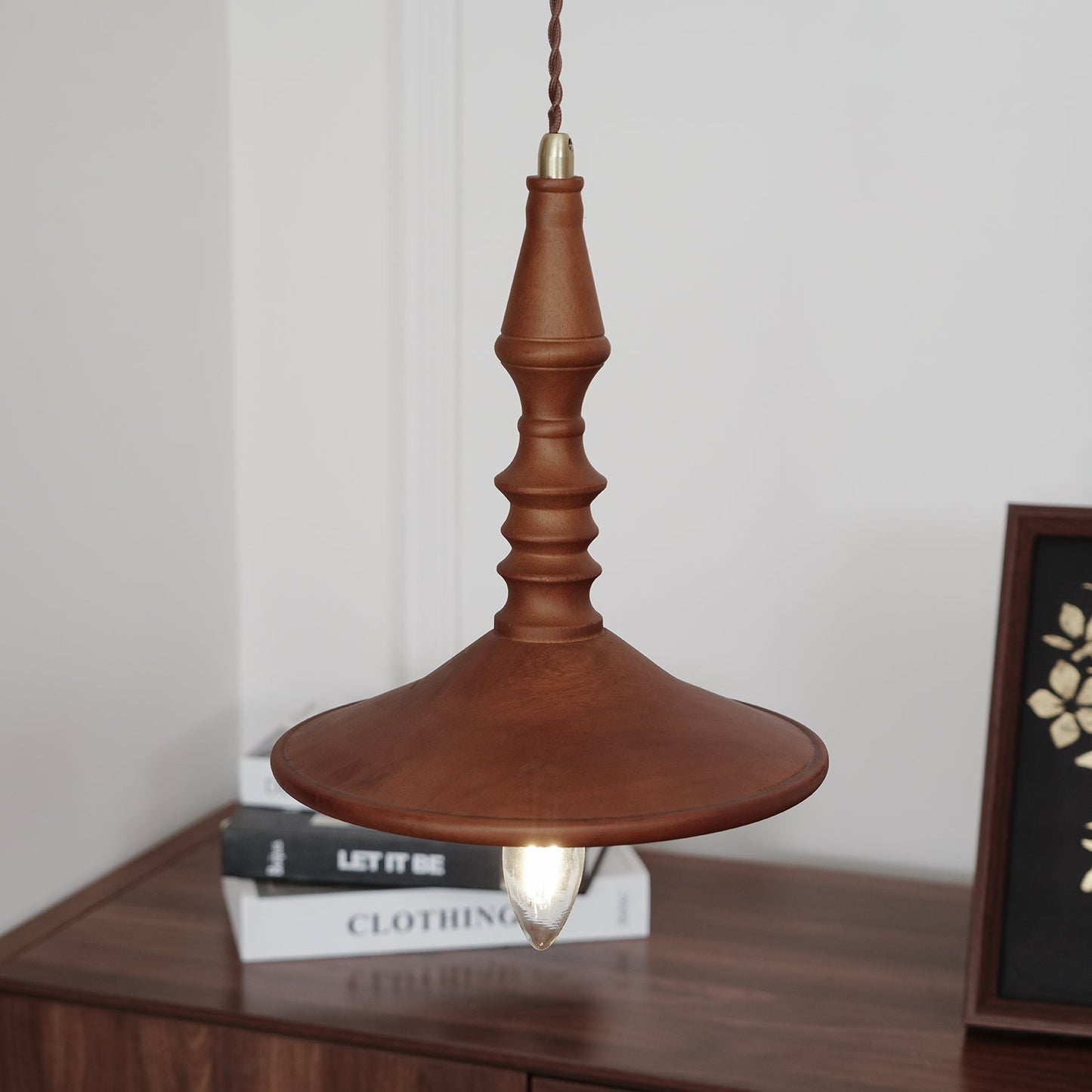 Sumally Pendant Light - Handcrafted Walnut Wood Pendant | Artisanal Geometric Wooden Hanging Light