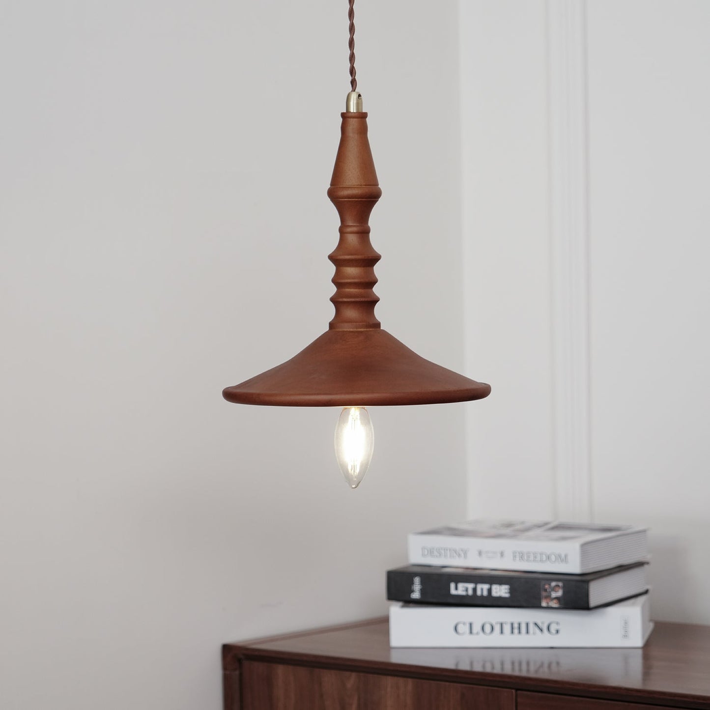 Sumally Pendant Light - Handcrafted Walnut Wood Pendant | Artisanal Geometric Wooden Hanging Light