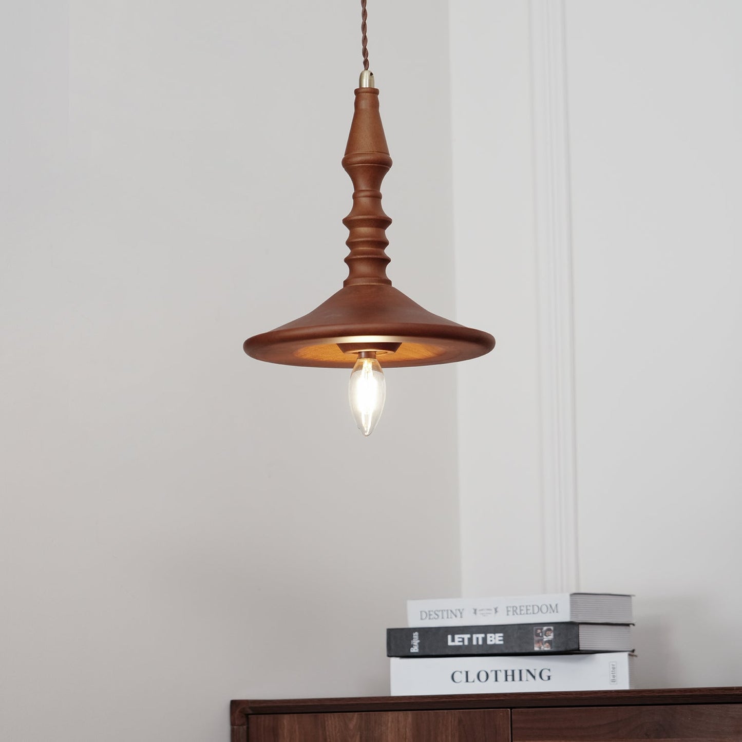 Sumally Pendant Light - Handcrafted Walnut Wood Pendant | Artisanal Geometric Wooden Hanging Light