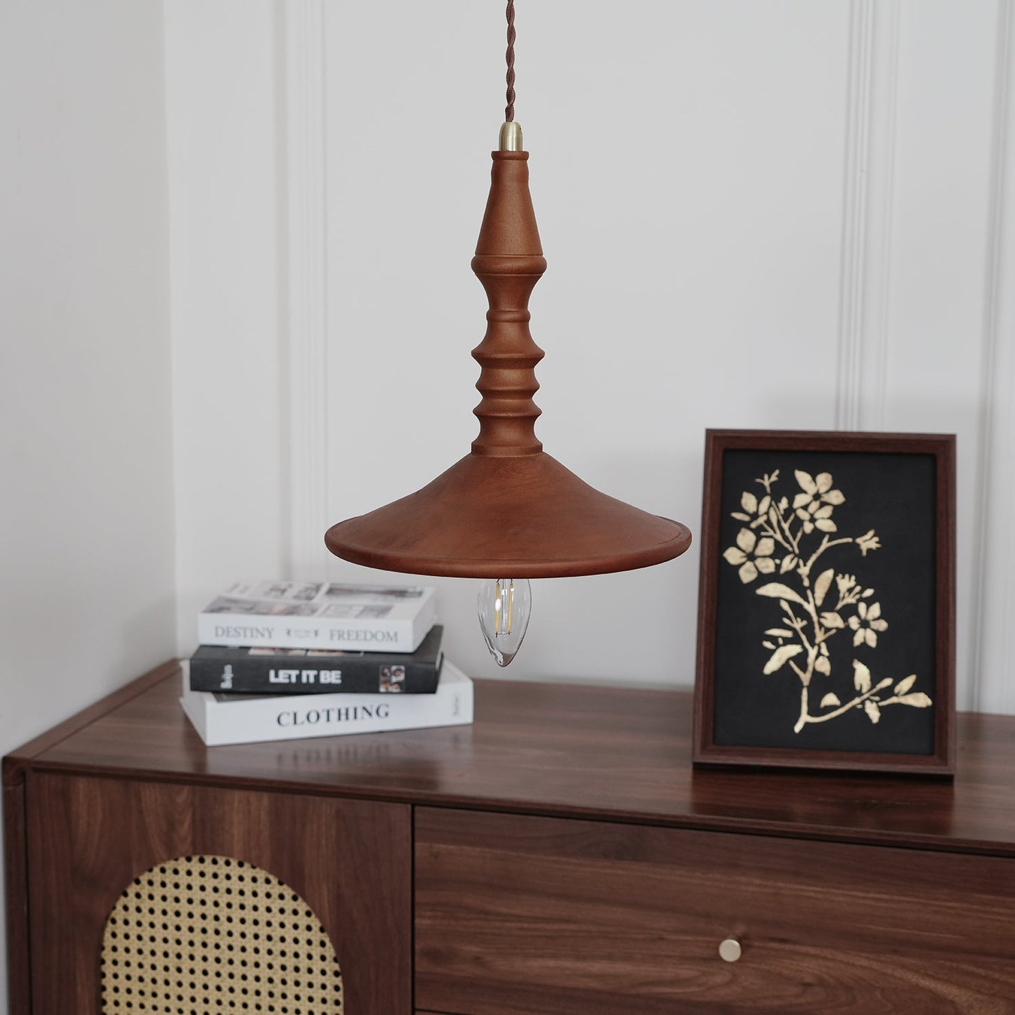 Sumally Pendant Light - Handcrafted Walnut Wood Pendant | Artisanal Geometric Wooden Hanging Light