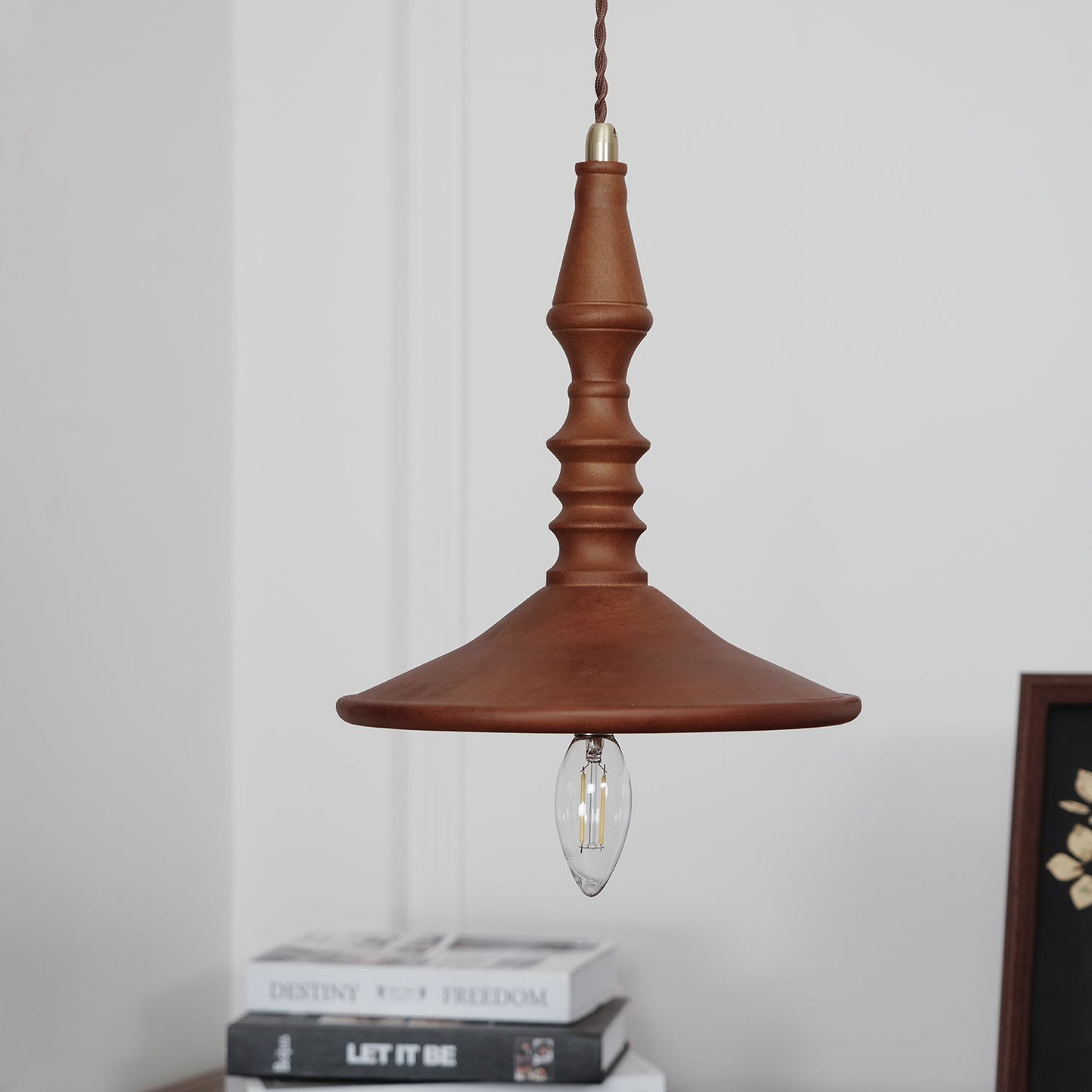 Sumally Pendant Light - Handcrafted Walnut Wood Pendant | Artisanal Geometric Wooden Hanging Light