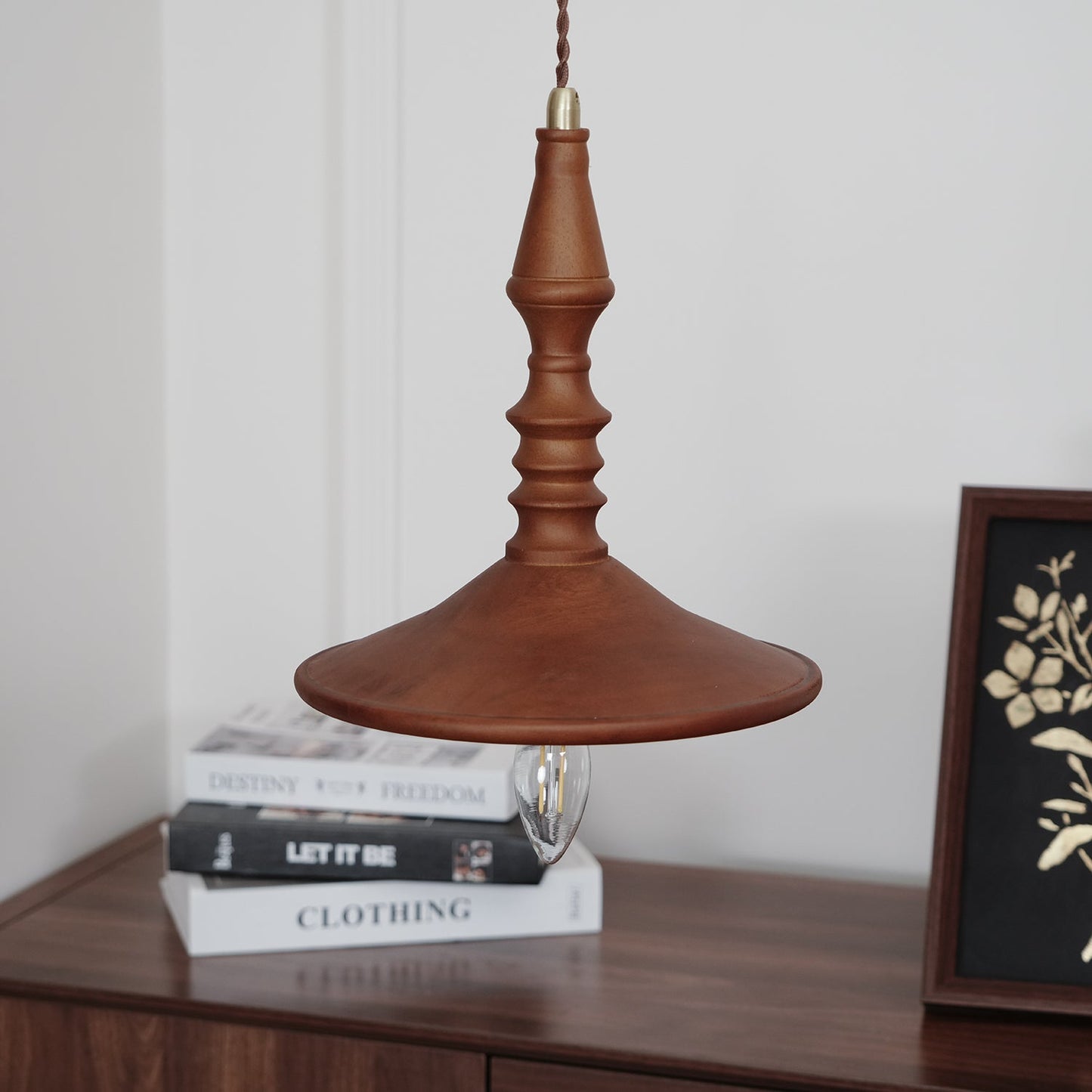 Sumally Pendant Light - Handcrafted Walnut Wood Pendant | Artisanal Geometric Wooden Hanging Light