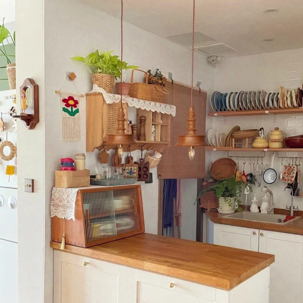 Sumally Pendant Light - Handcrafted Walnut Wood Pendant | Artisanal Geometric Wooden Hanging Light