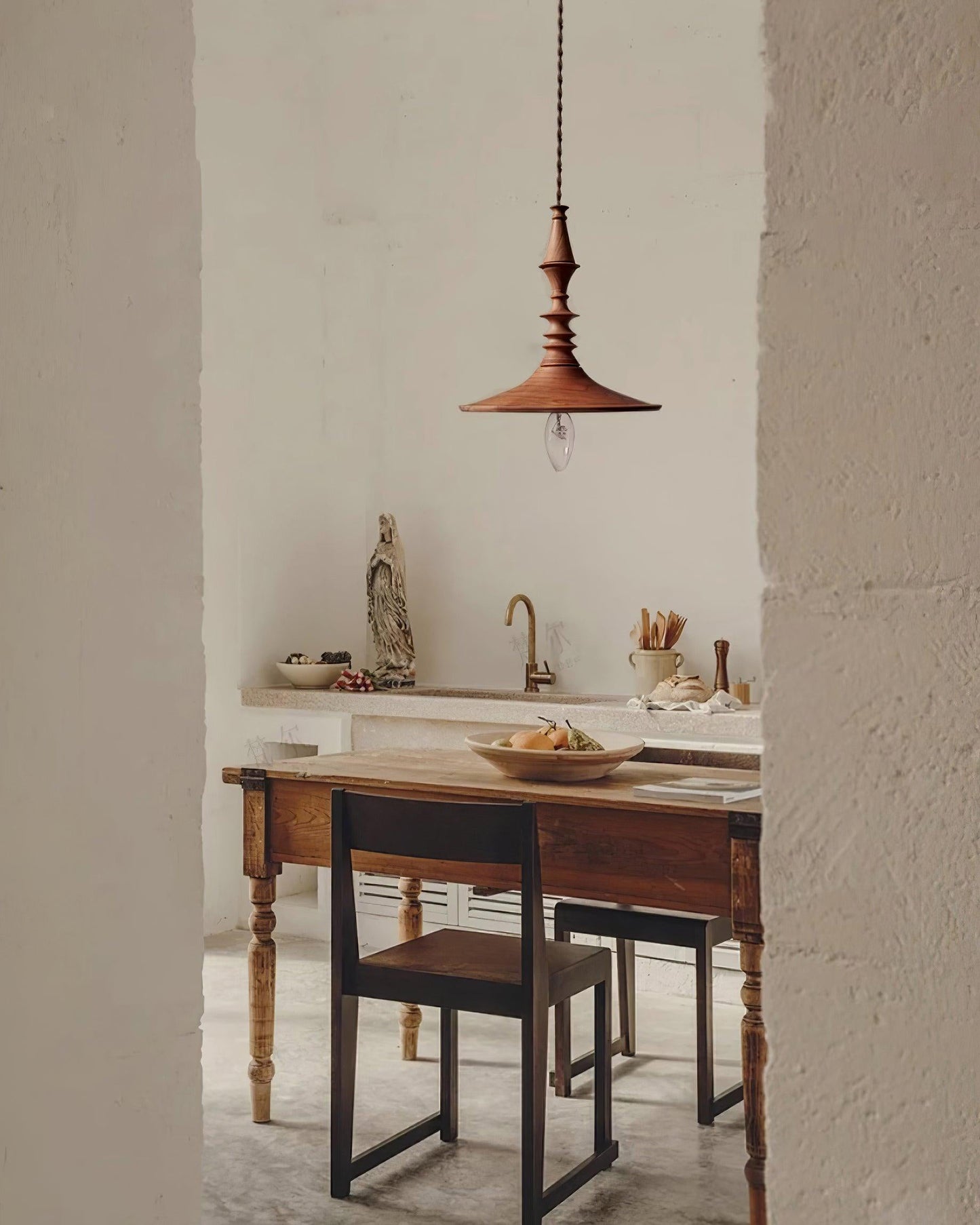 Sumally Pendant Light - Handcrafted Walnut Wood Pendant | Artisanal Geometric Wooden Hanging Light
