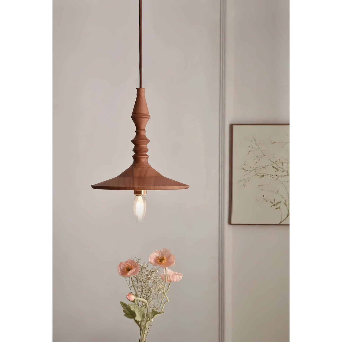 Sumally Pendant Light - Handcrafted Walnut Wood Pendant | Artisanal Geometric Wooden Hanging Light