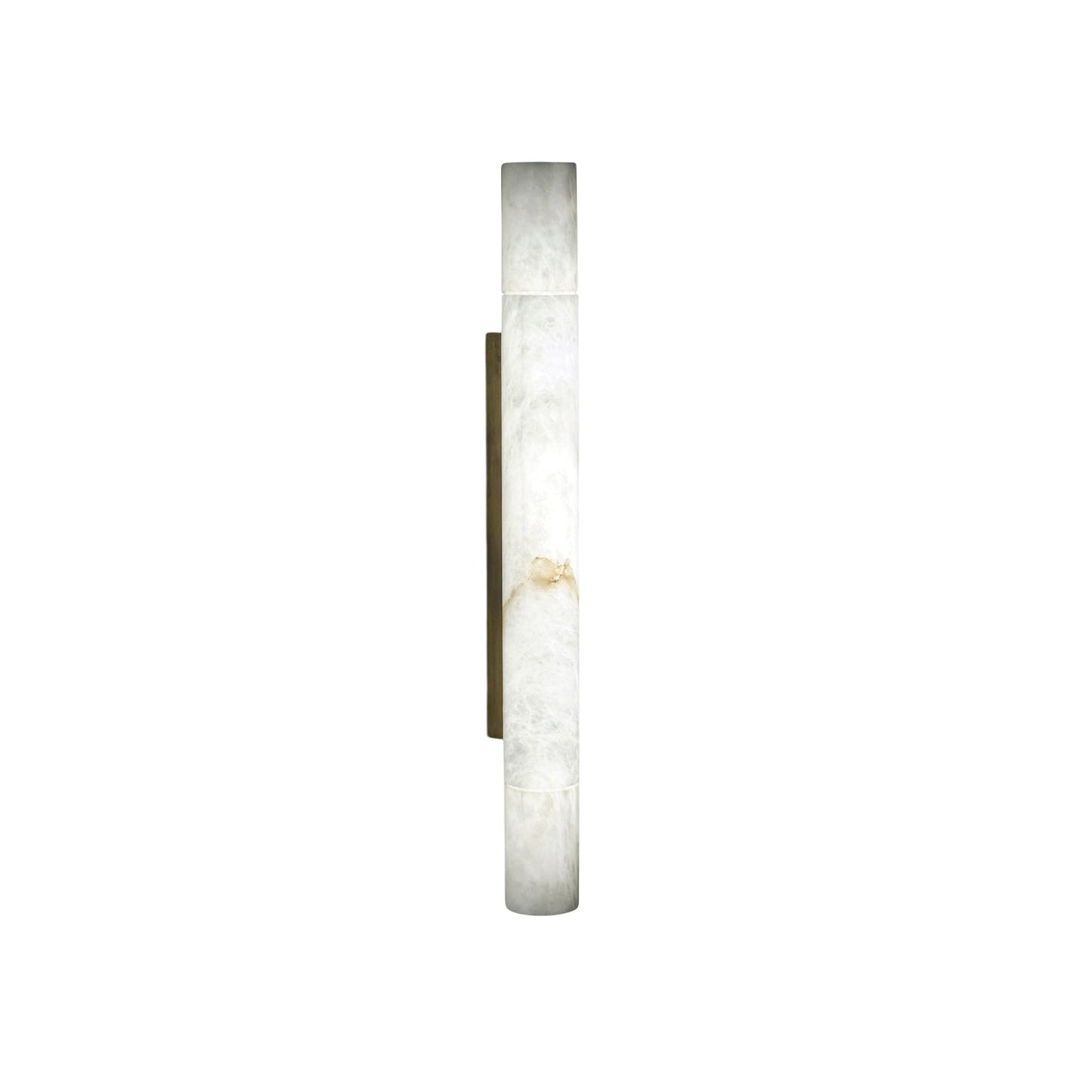 Sumatra Alabaster Wall Sconce - Cylindrical Brass & Natural Alabaster Light | Modern Vertical Stone Sconce