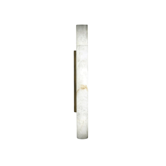 Sumatra Alabaster Wall Sconce - Cylindrical Brass & Natural Alabaster Light | Modern Vertical Stone Sconce