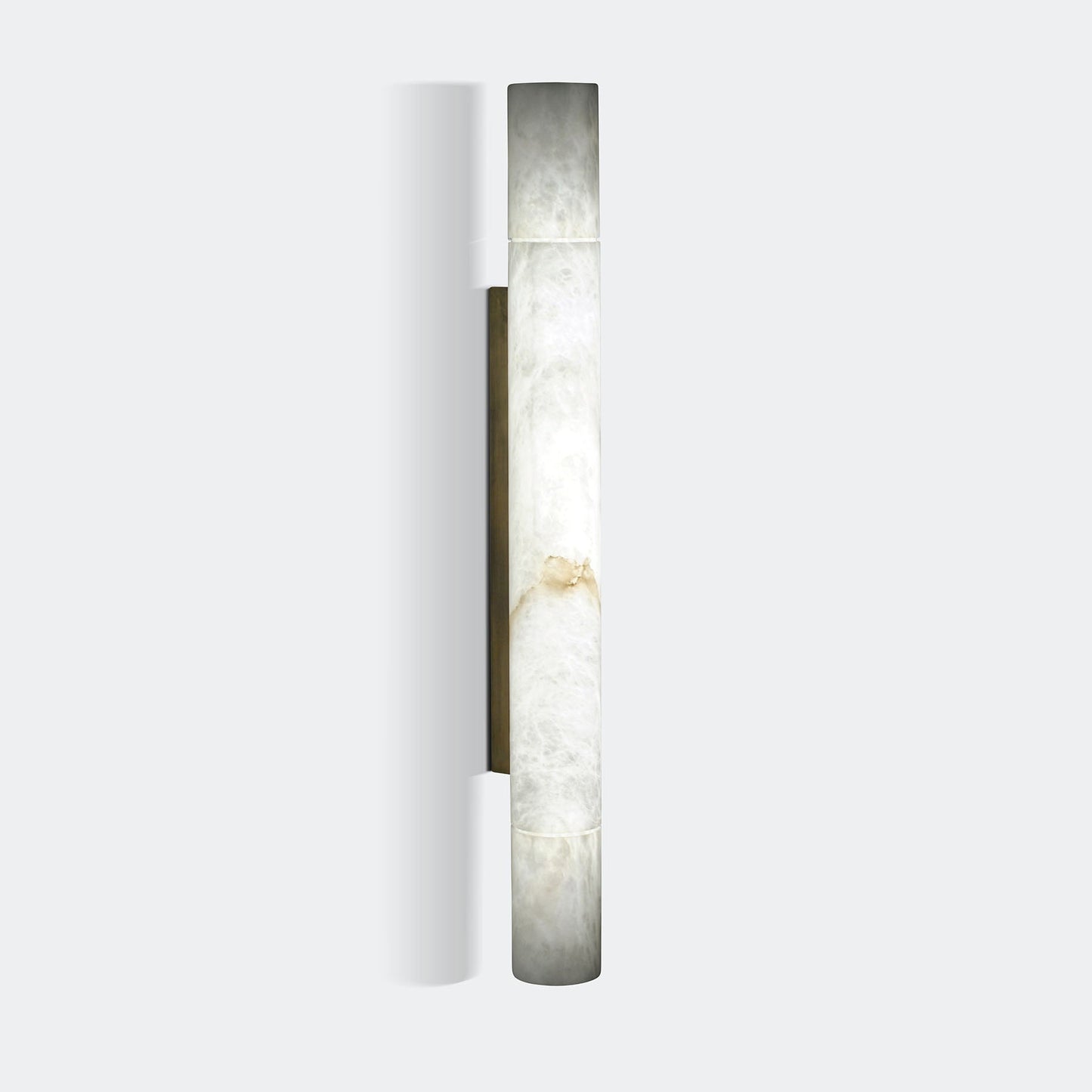 Sumatra Alabaster Wall Sconce - Cylindrical Brass & Natural Alabaster Light | Modern Vertical Stone Sconce