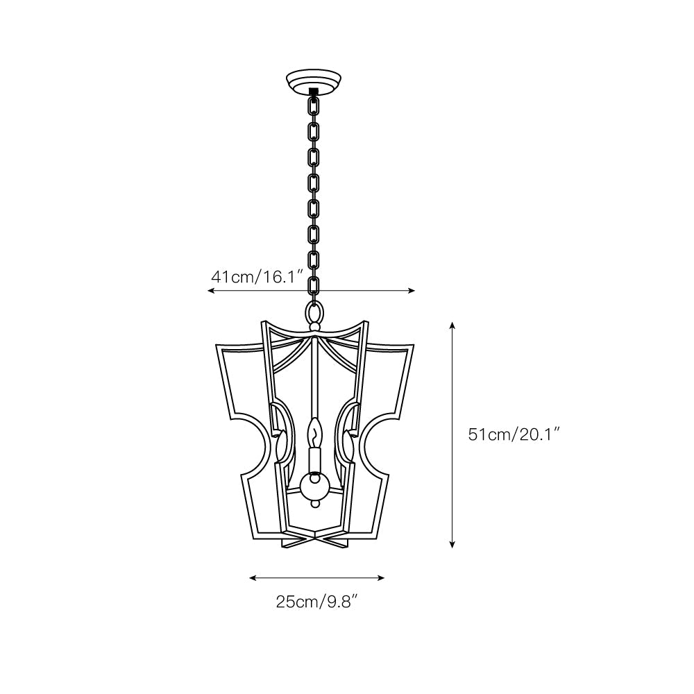 Sunsus Pendant Light - Classic Brass Lantern Pendant | Modern Traditional 3-Light Hanging Fixture