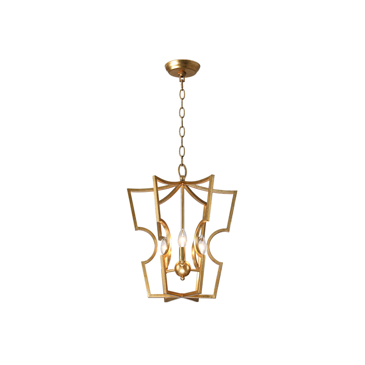 Sunsus Pendant Light - Classic Brass Lantern Pendant | Modern Traditional 3-Light Hanging Fixture