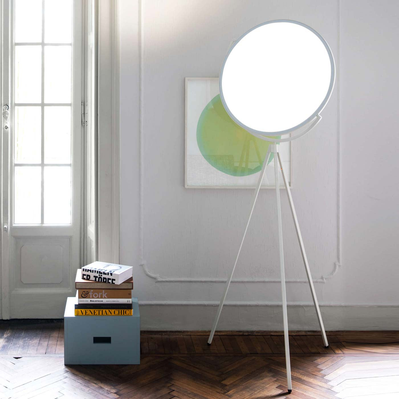 Superloon Floor Lamp - Modern Gyroscopic Disc LED Standing Lamp | Minimalist Tripod Floor Light