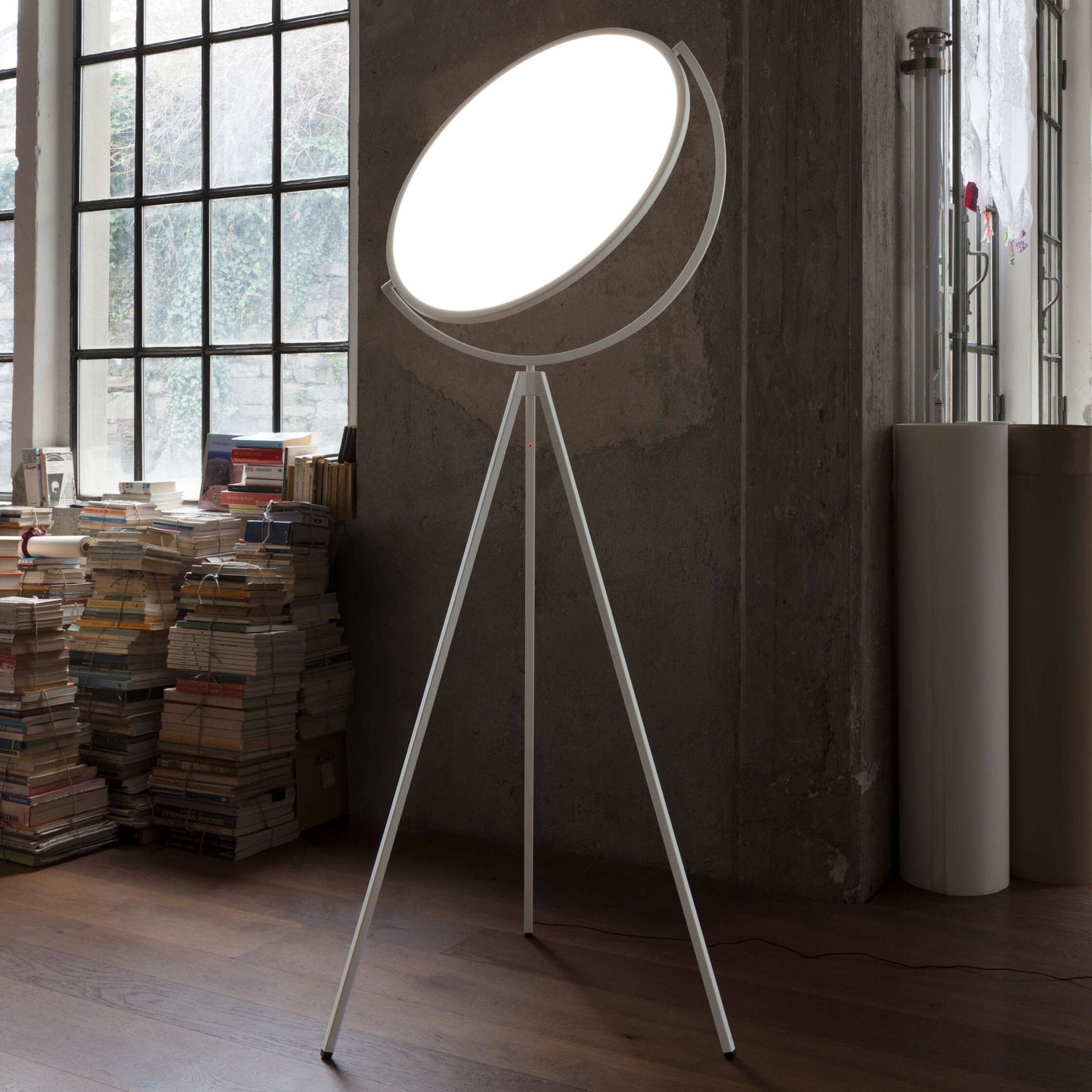 Superloon Floor Lamp - Modern Gyroscopic Disc LED Standing Lamp | Minimalist Tripod Floor Light