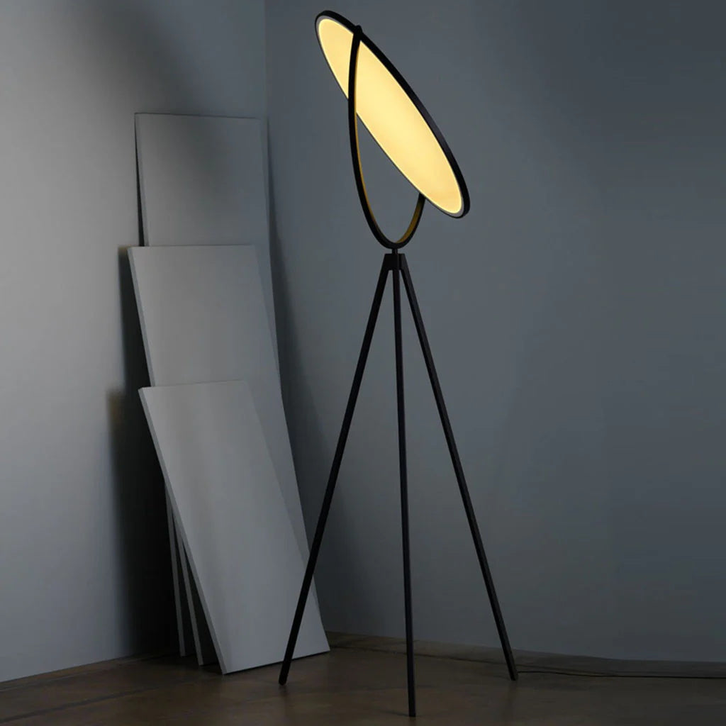 Superloon Floor Lamp - Modern Gyroscopic Disc LED Standing Lamp | Minimalist Tripod Floor Light