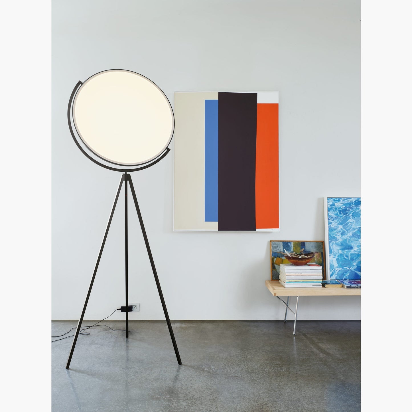 Superloon Floor Lamp - Modern Gyroscopic Disc LED Standing Lamp | Minimalist Tripod Floor Light