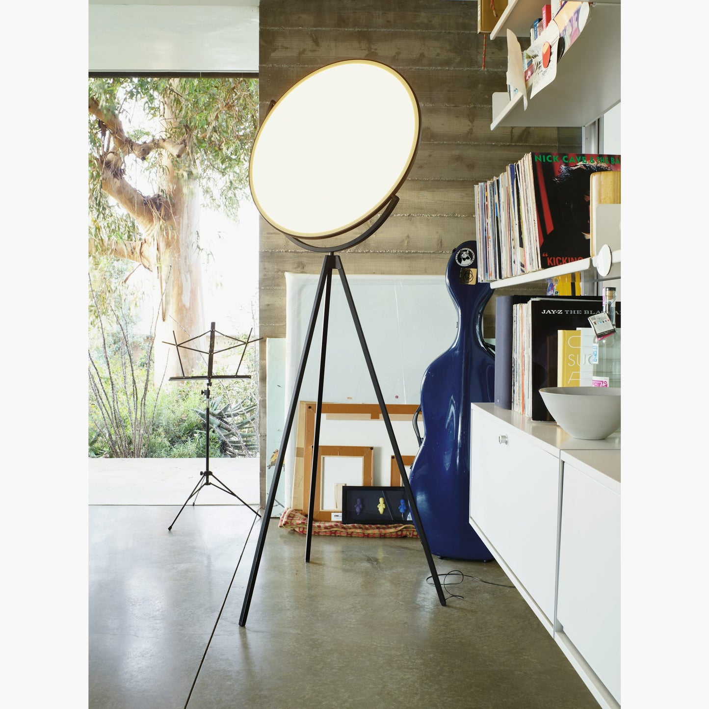 Superloon Floor Lamp - Modern Gyroscopic Disc LED Standing Lamp | Minimalist Tripod Floor Light