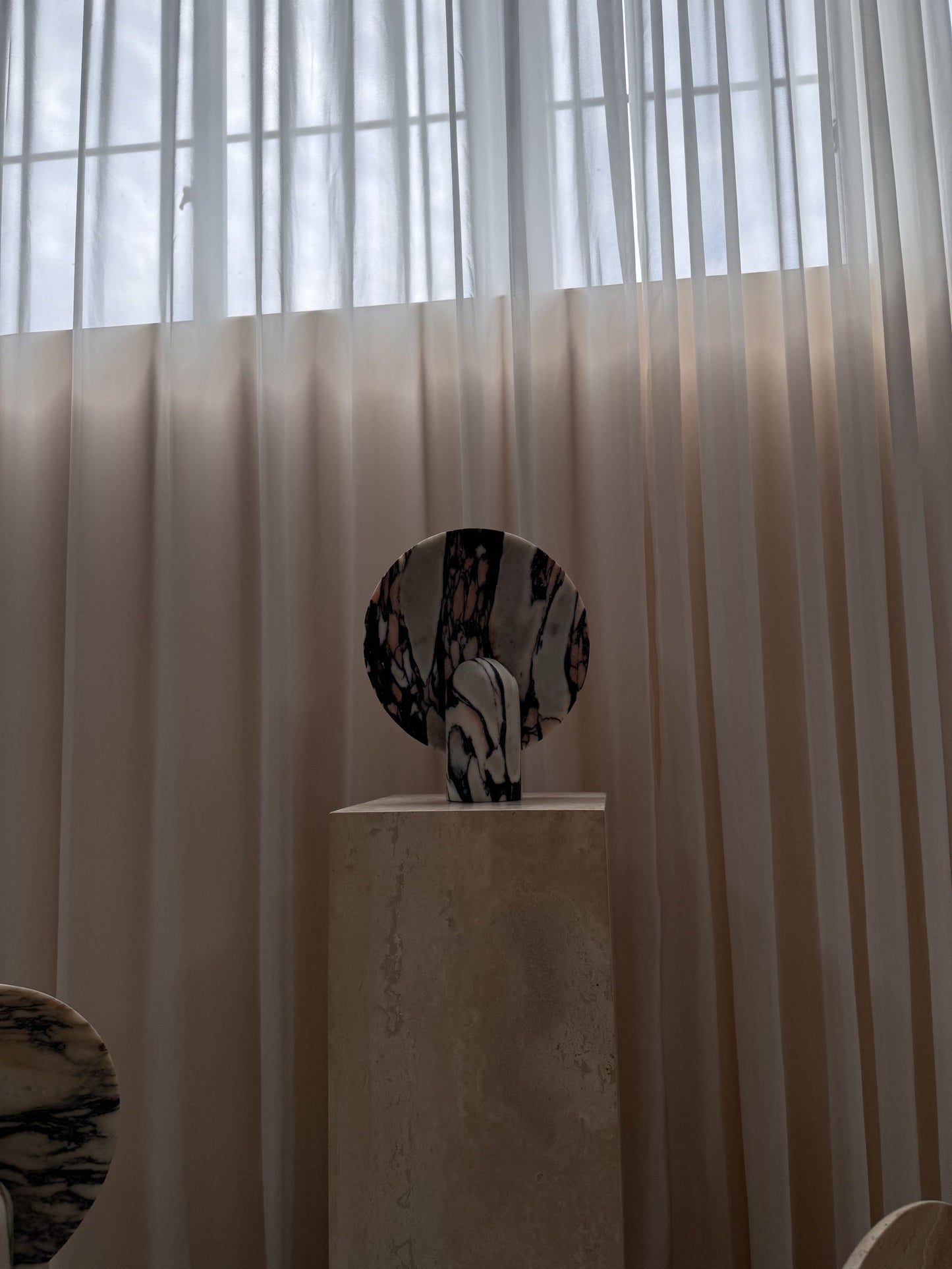 Surface Table Lamp - Solid Marble Sculptural Table Light | Modern Hand-Cast Natural Stone Accent Lamp