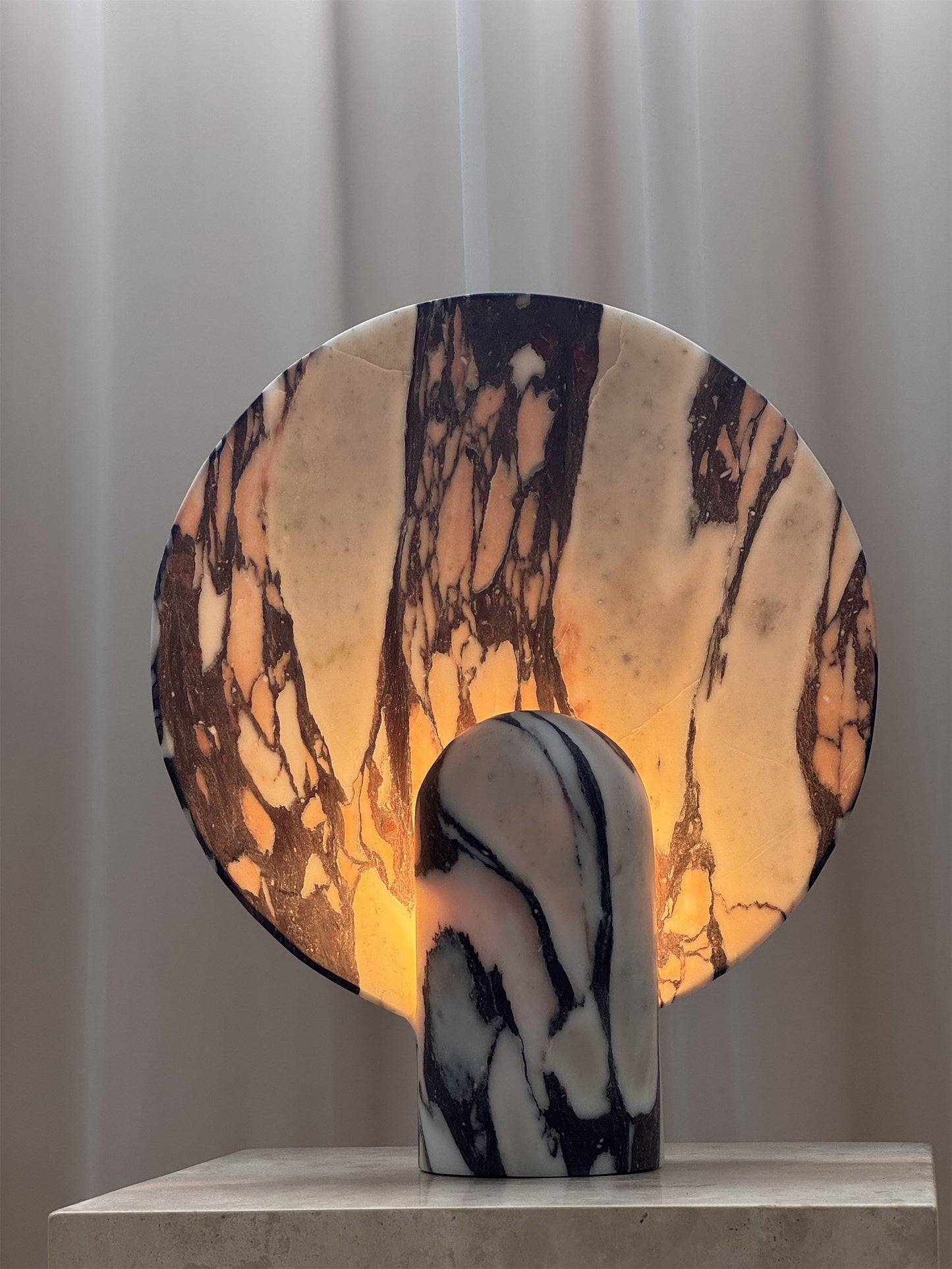 Surface Table Lamp - Solid Marble Sculptural Table Light | Modern Hand-Cast Natural Stone Accent Lamp