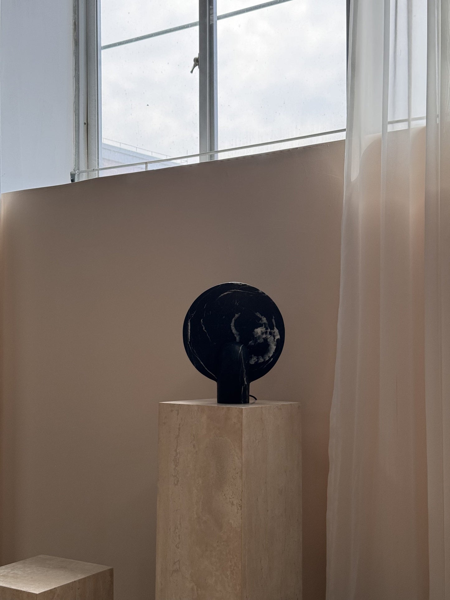 Surface Table Lamp - Solid Marble Sculptural Table Light | Modern Hand-Cast Natural Stone Accent Lamp
