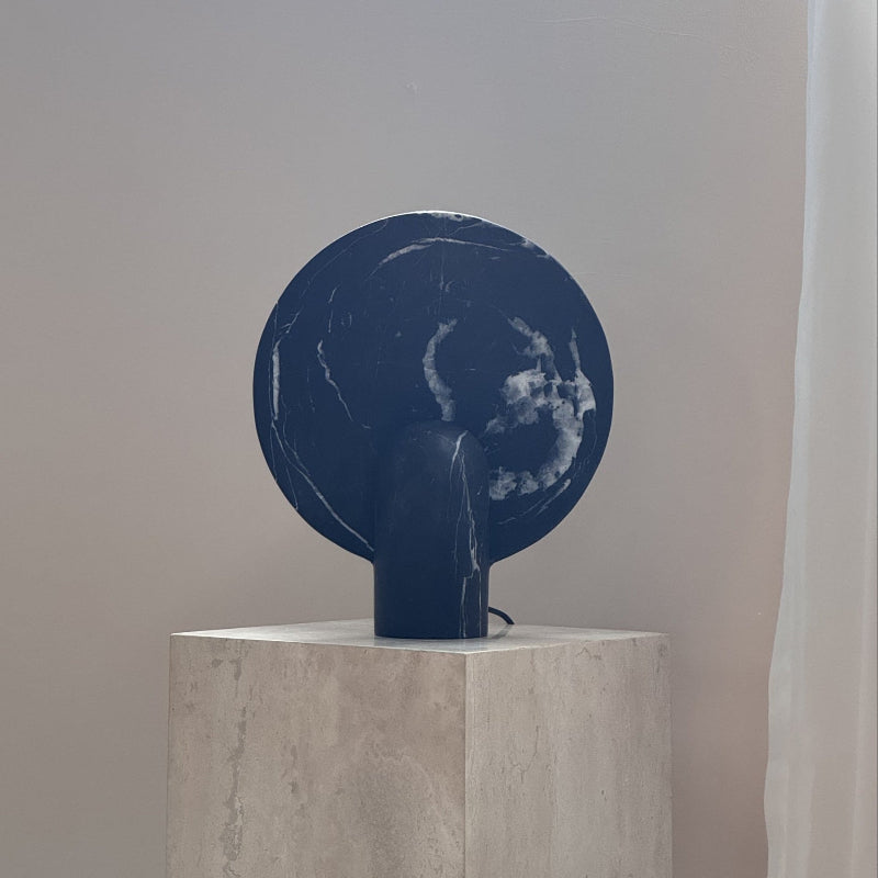 Surface Table Lamp - Solid Marble Sculptural Table Light | Modern Hand-Cast Natural Stone Accent Lamp