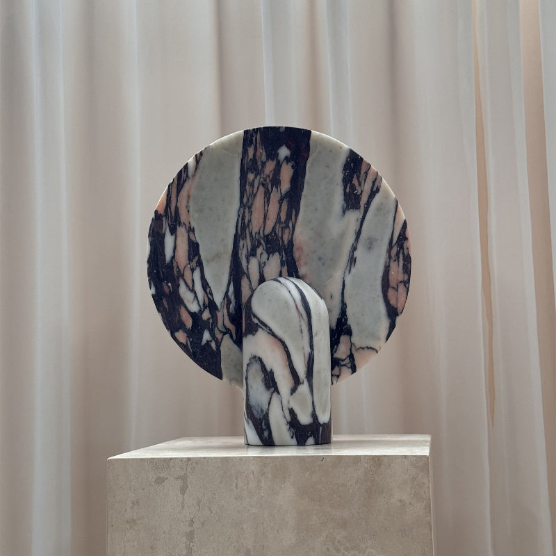 Surface Table Lamp - Solid Marble Sculptural Table Light | Modern Hand-Cast Natural Stone Accent Lamp