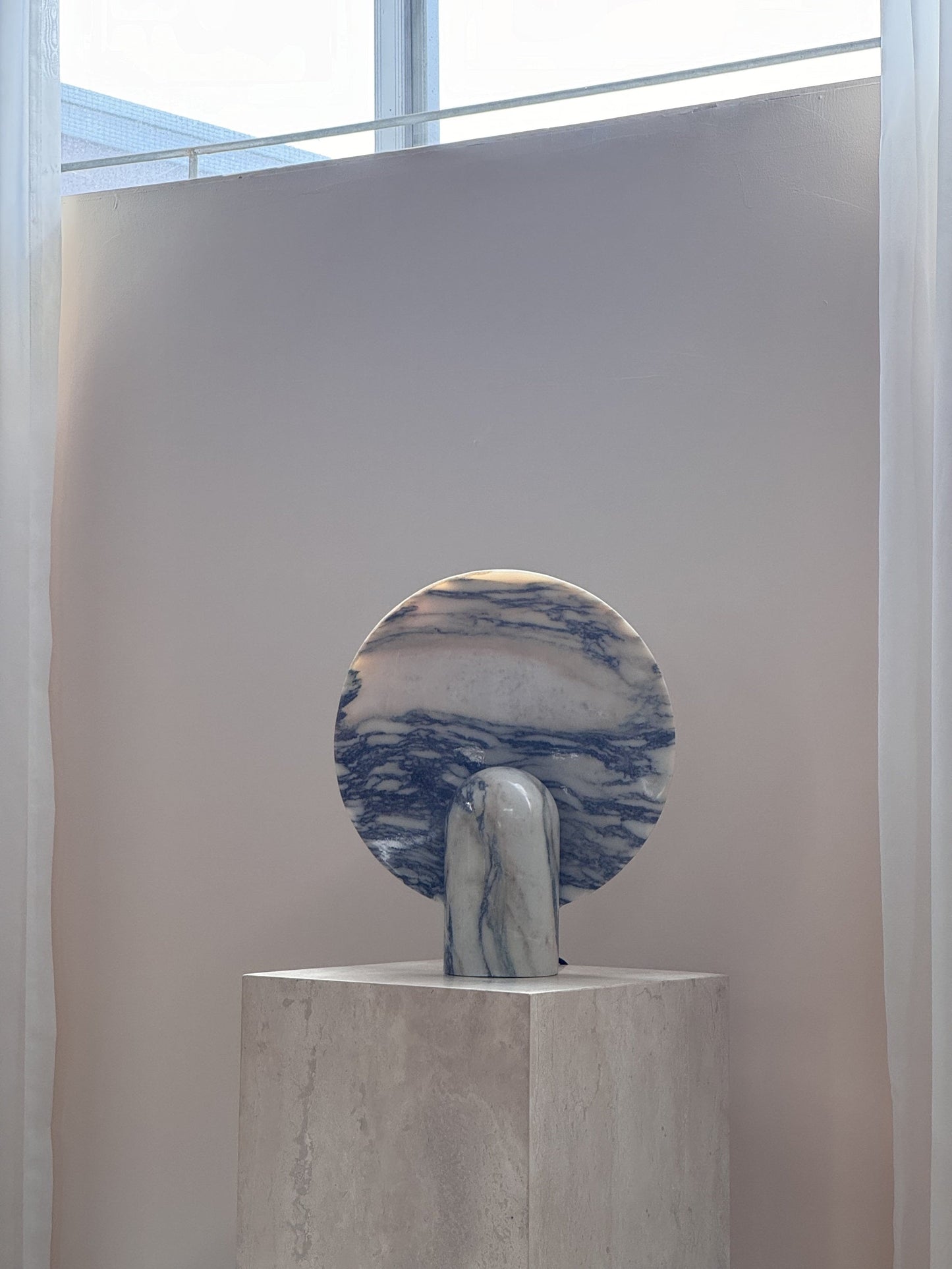 Surface Table Lamp - Solid Marble Sculptural Table Light | Modern Hand-Cast Natural Stone Accent Lamp