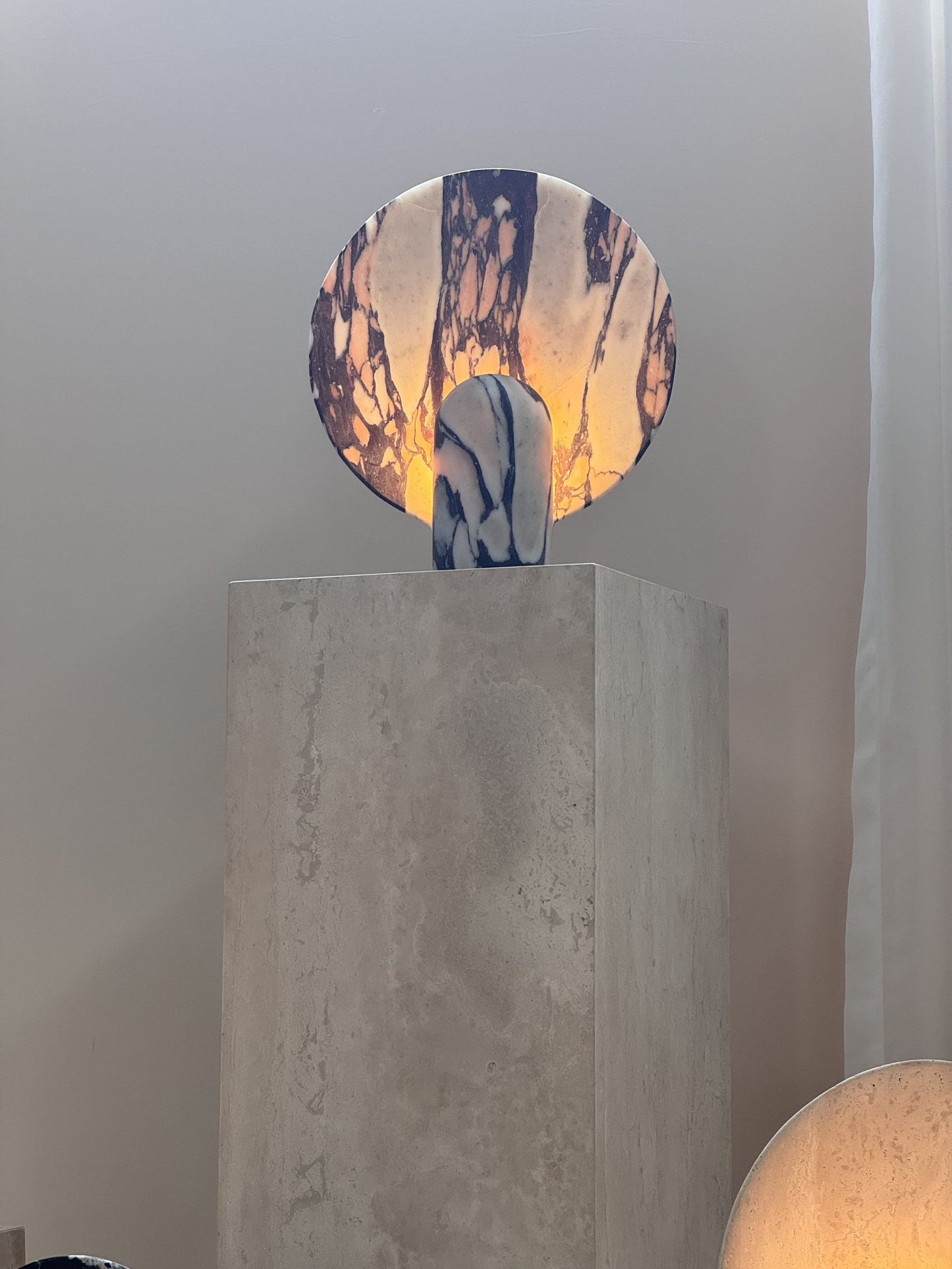 Surface Table Lamp - Solid Marble Sculptural Table Light | Modern Hand-Cast Natural Stone Accent Lamp
