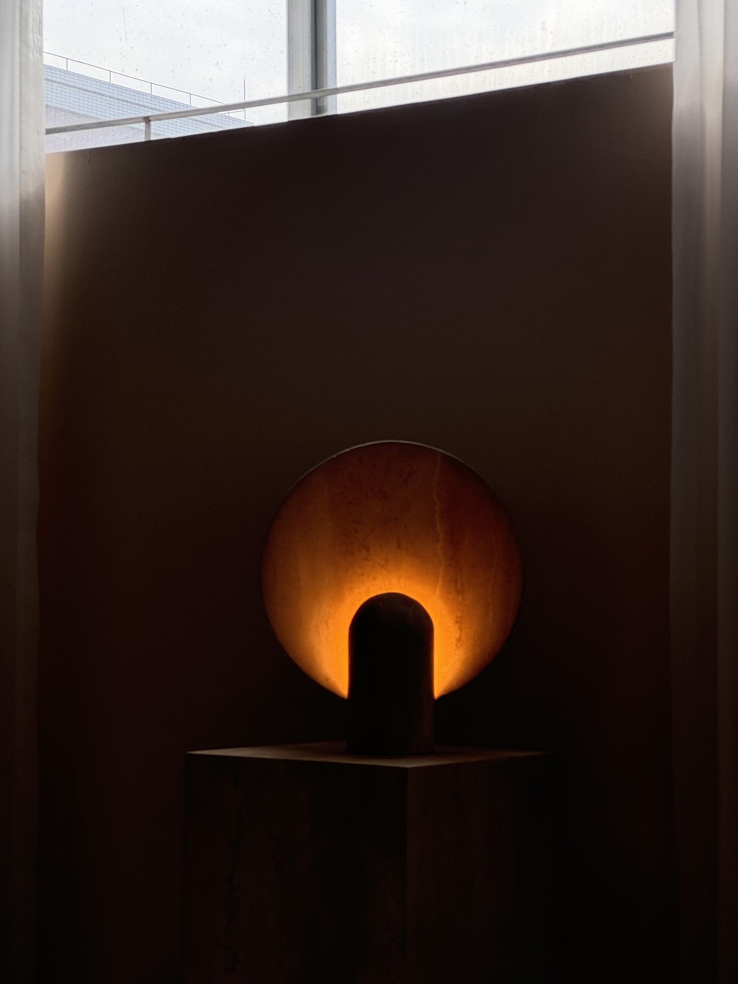 Surface Table Lamp - Solid Marble Sculptural Table Light | Modern Hand-Cast Natural Stone Accent Lamp