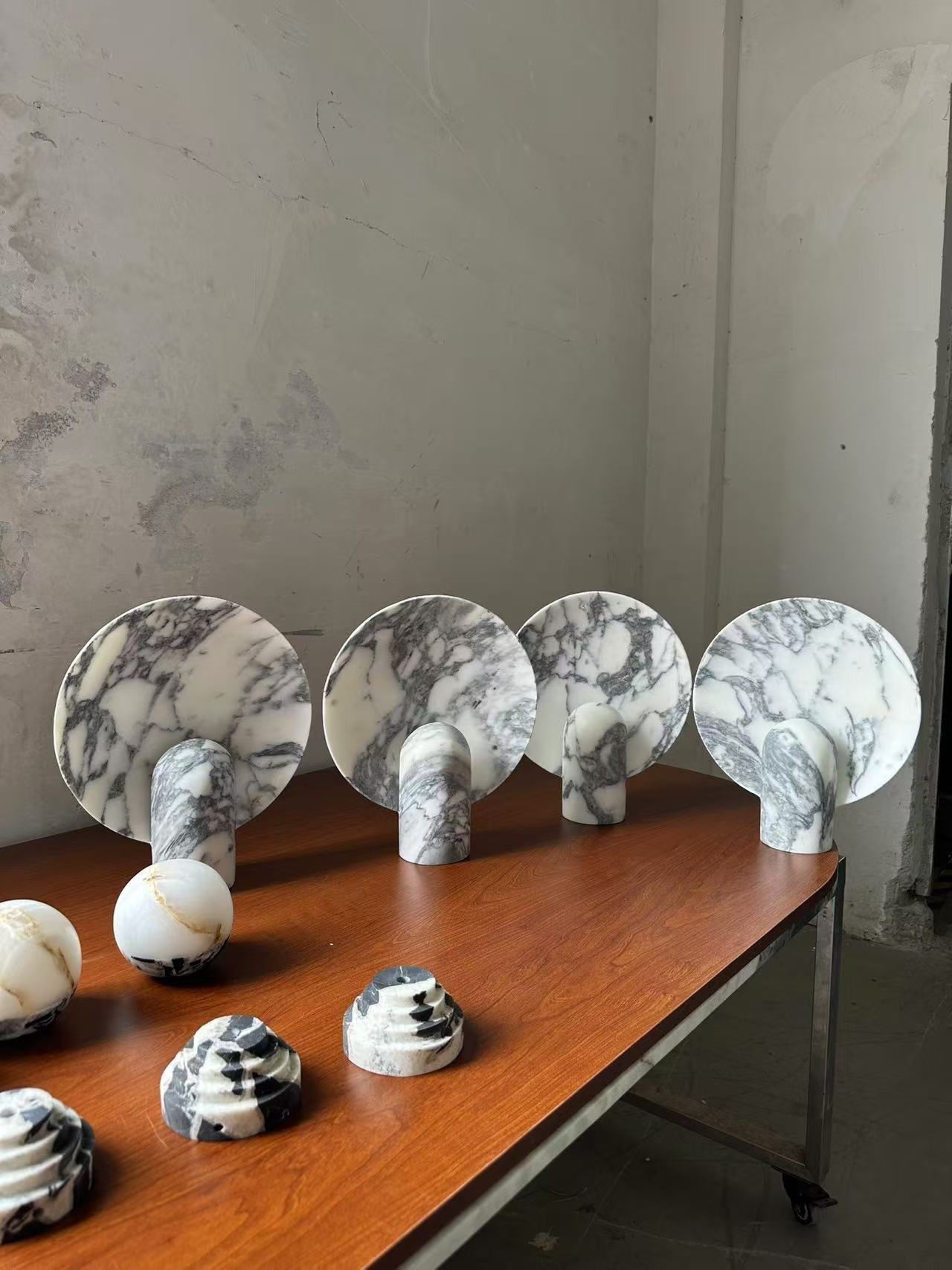 Surface Table Lamp - Solid Marble Sculptural Table Light | Modern Hand-Cast Natural Stone Accent Lamp